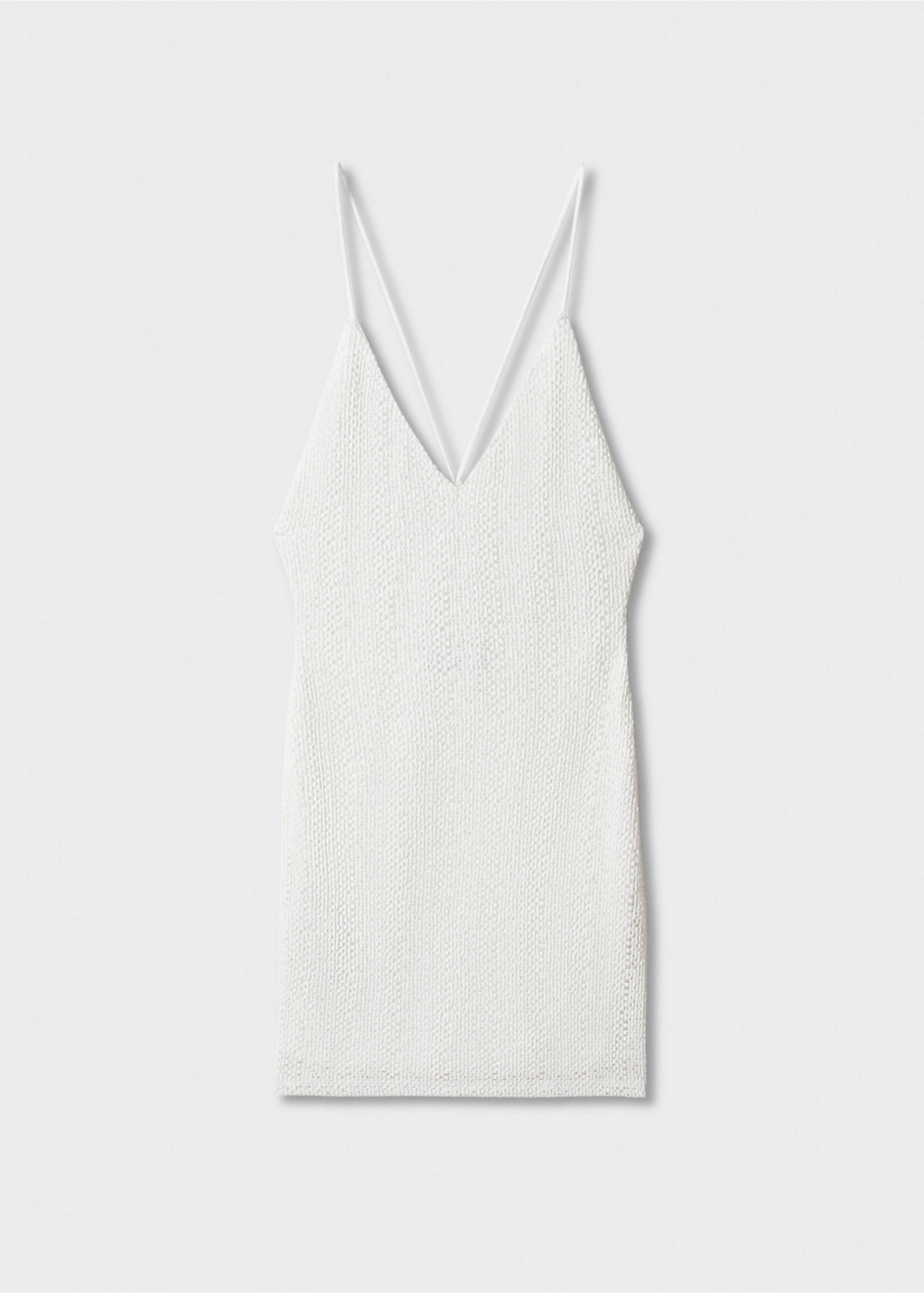 Cross-back textured dress - Article without model, Off White. Ref: 57001142-00.