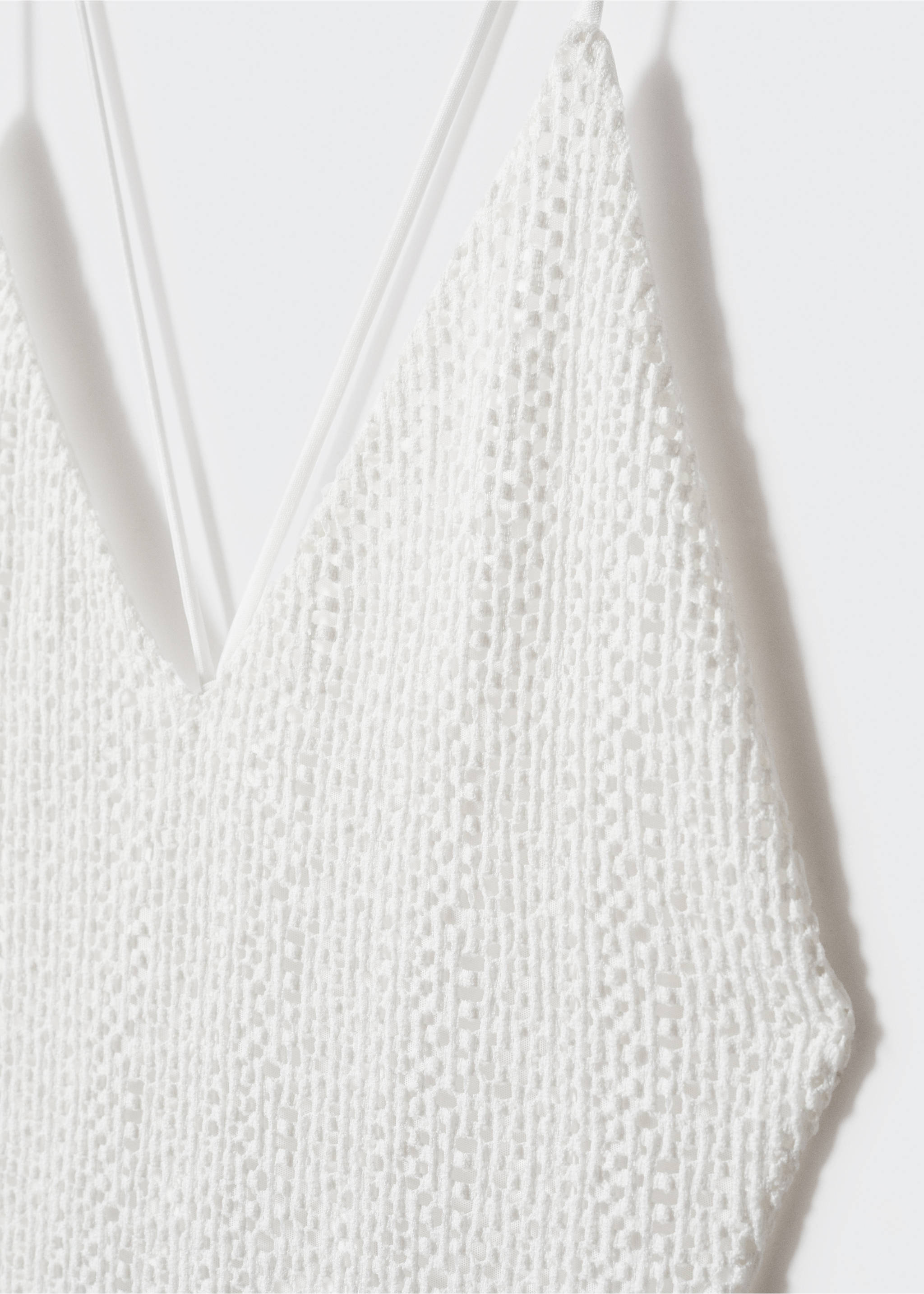 Cross-back textured dress - Details of the article 8, Off White. Ref: 57001142-00.
