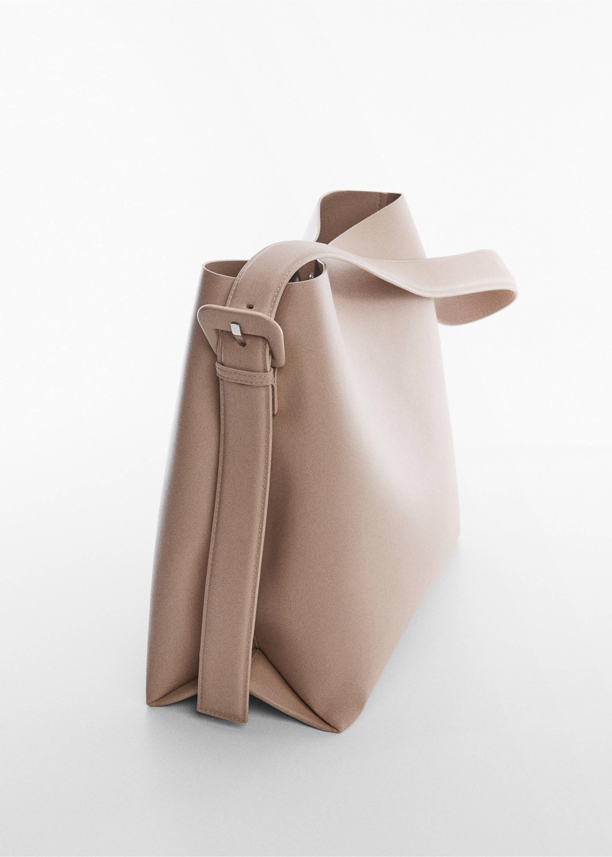 Shopper bag with buckle - Medium plane, Light/Pastel Brown. Ref: 57001502-00.