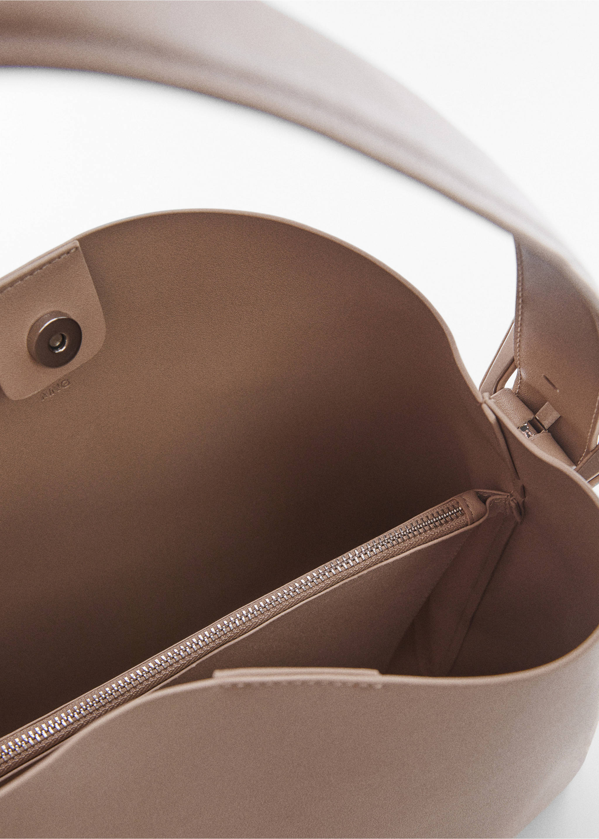 Shopper bag with buckle - Details of the article 1, Light/Pastel Brown. Ref: 57001502-00.