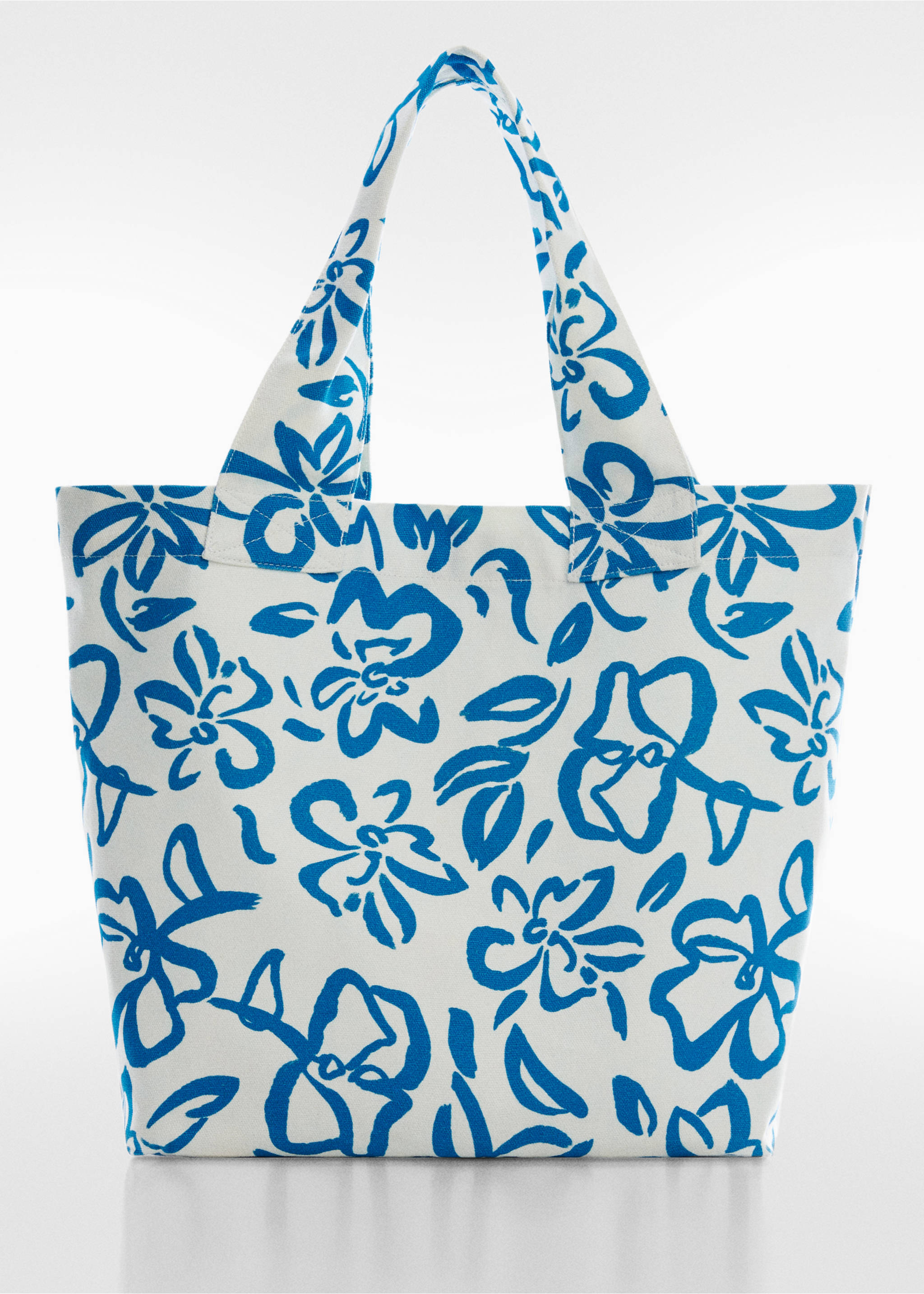 Floral tote bag - Article without model, Blue. Ref: 57002519-00.