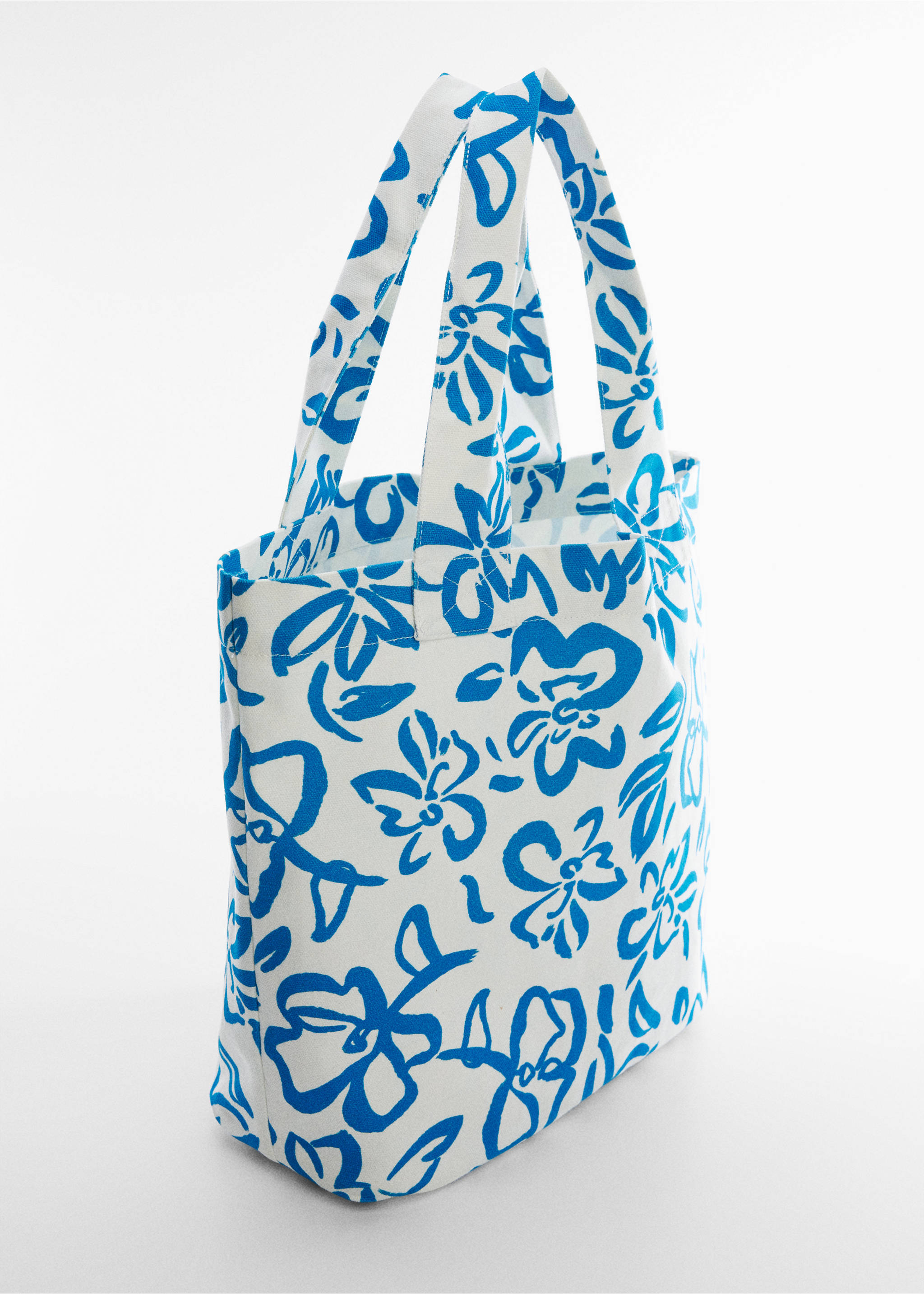 Floral tote bag - Medium plane, Blue. Ref: 57002519-00.