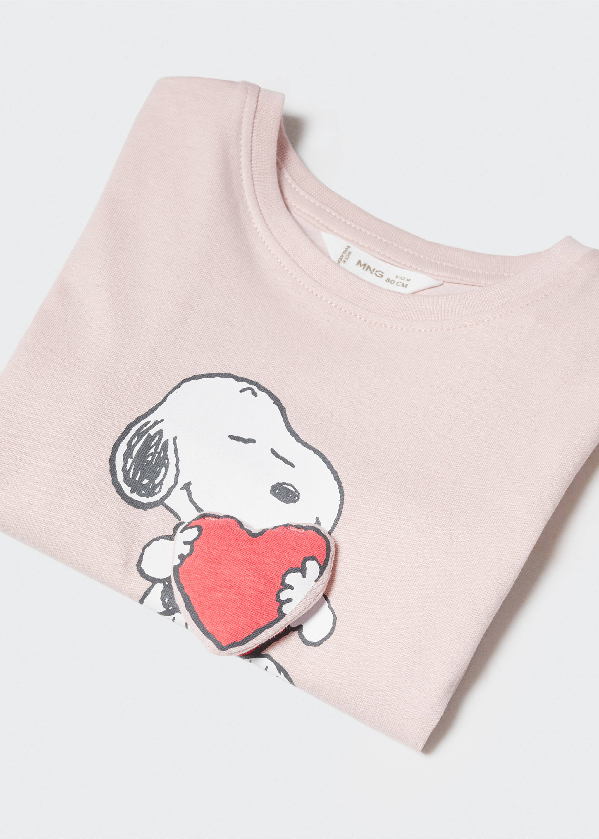 Snoopy printed t-shirt - Details of the article 8, Pink. Ref: 57002525-00.