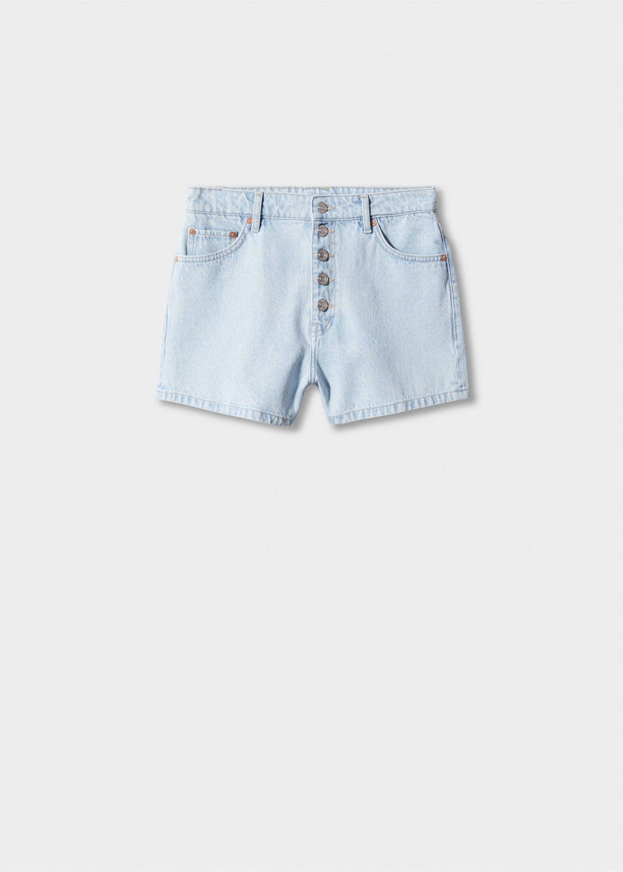 Denim shorts with buttons - Article without model, Light Blue. Ref: 57002879-00.