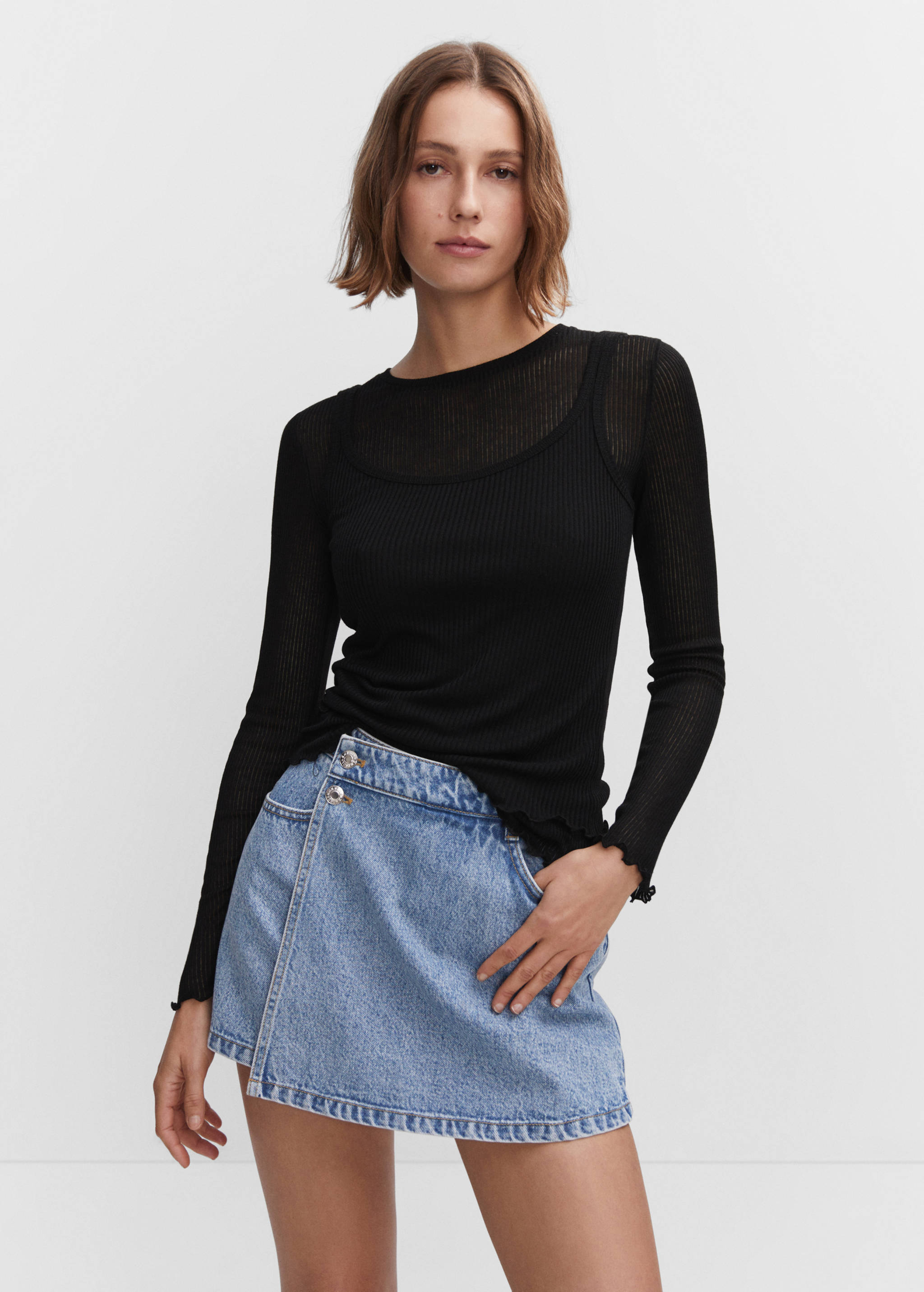 Denim skort - Medium plane