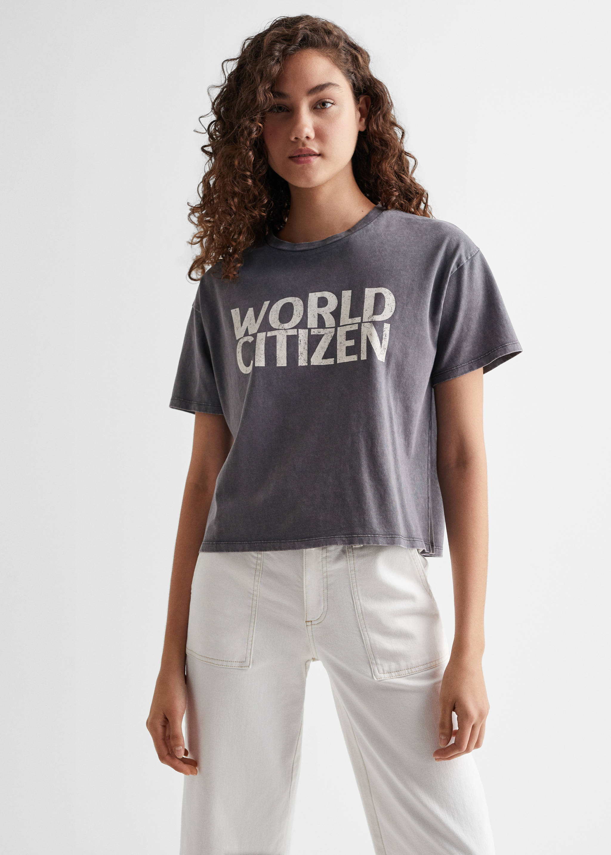 Message cotton T-shirt - Medium plane