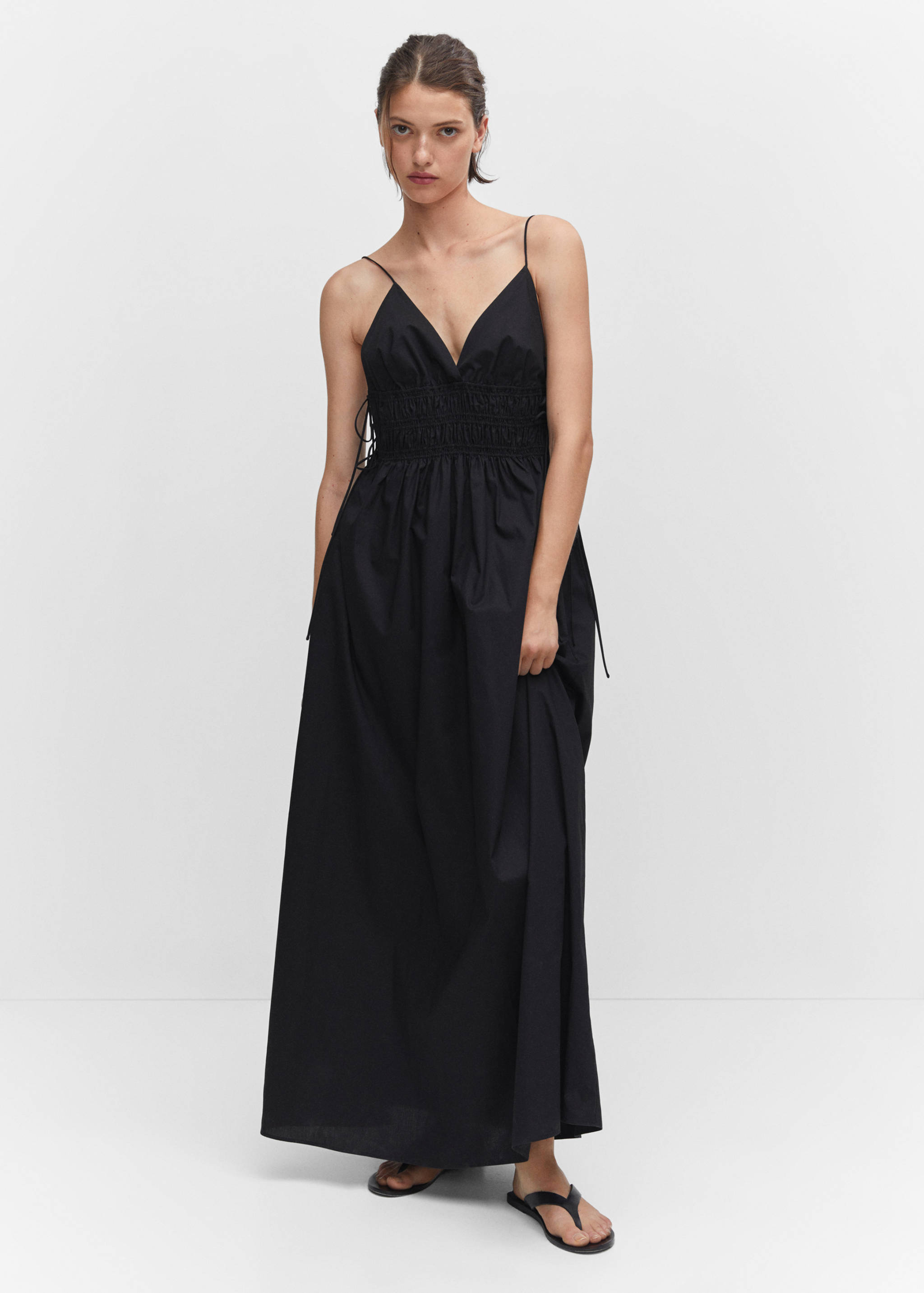 Cotton dress with side ties - General plane