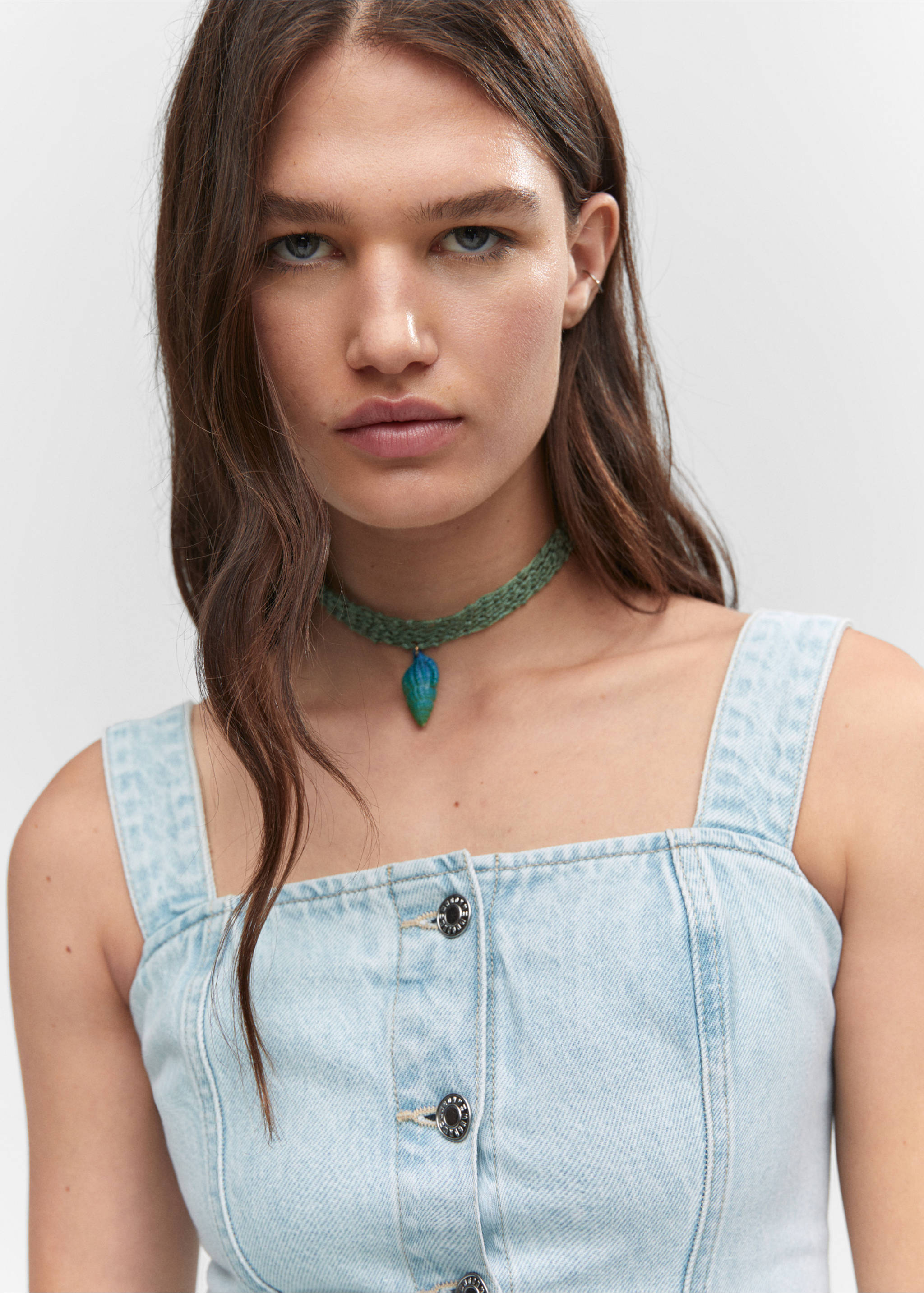 Geknöpftes Jeanskleid - Detail des Artikels 1, Hellblau. Ref: 57002898-00.