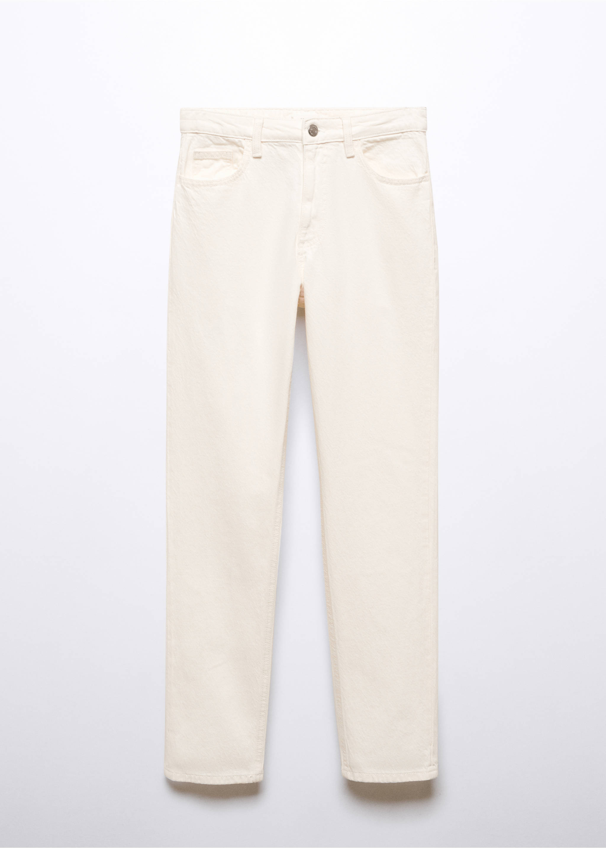 Mom-Fit Jeans aus 100 % Baumwolle - Artikel ohne Model, Cremeweiß. Ref: 57003260-00.