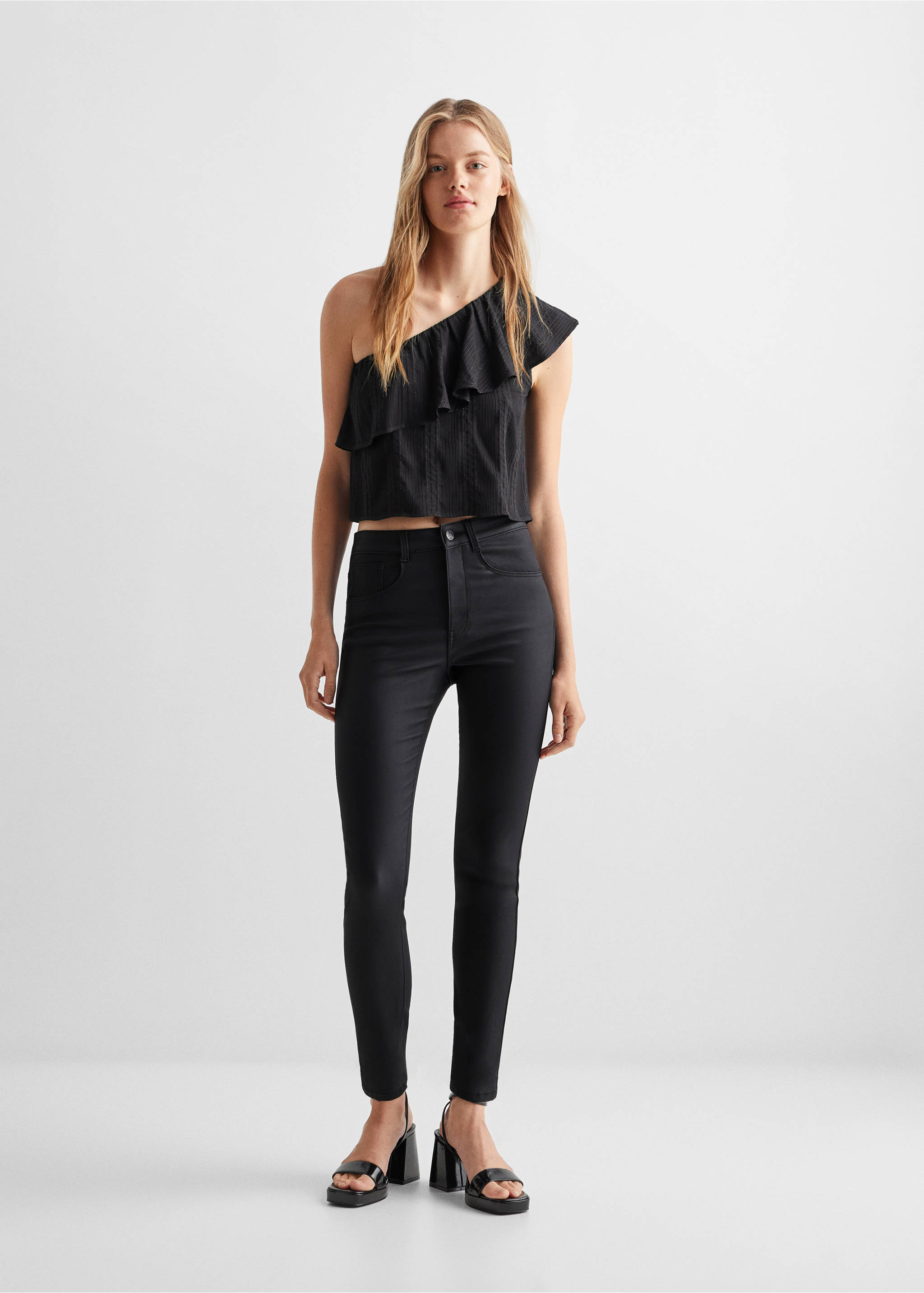 Skinny coated jeans - General plane, Black. Ref: 57003263-00.