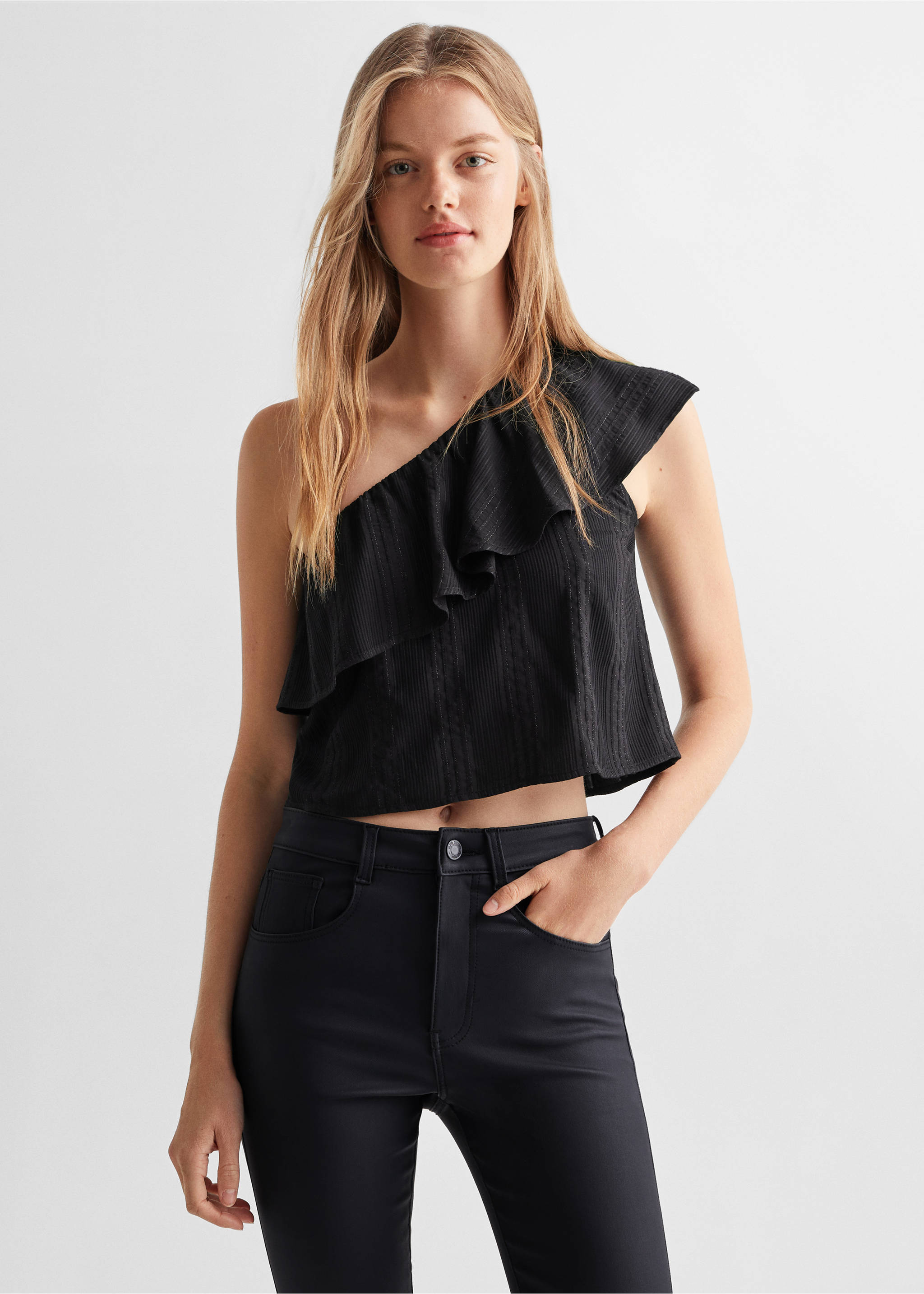 Skinny coated jeans - Medium plane, Black. Ref: 57003263-00.