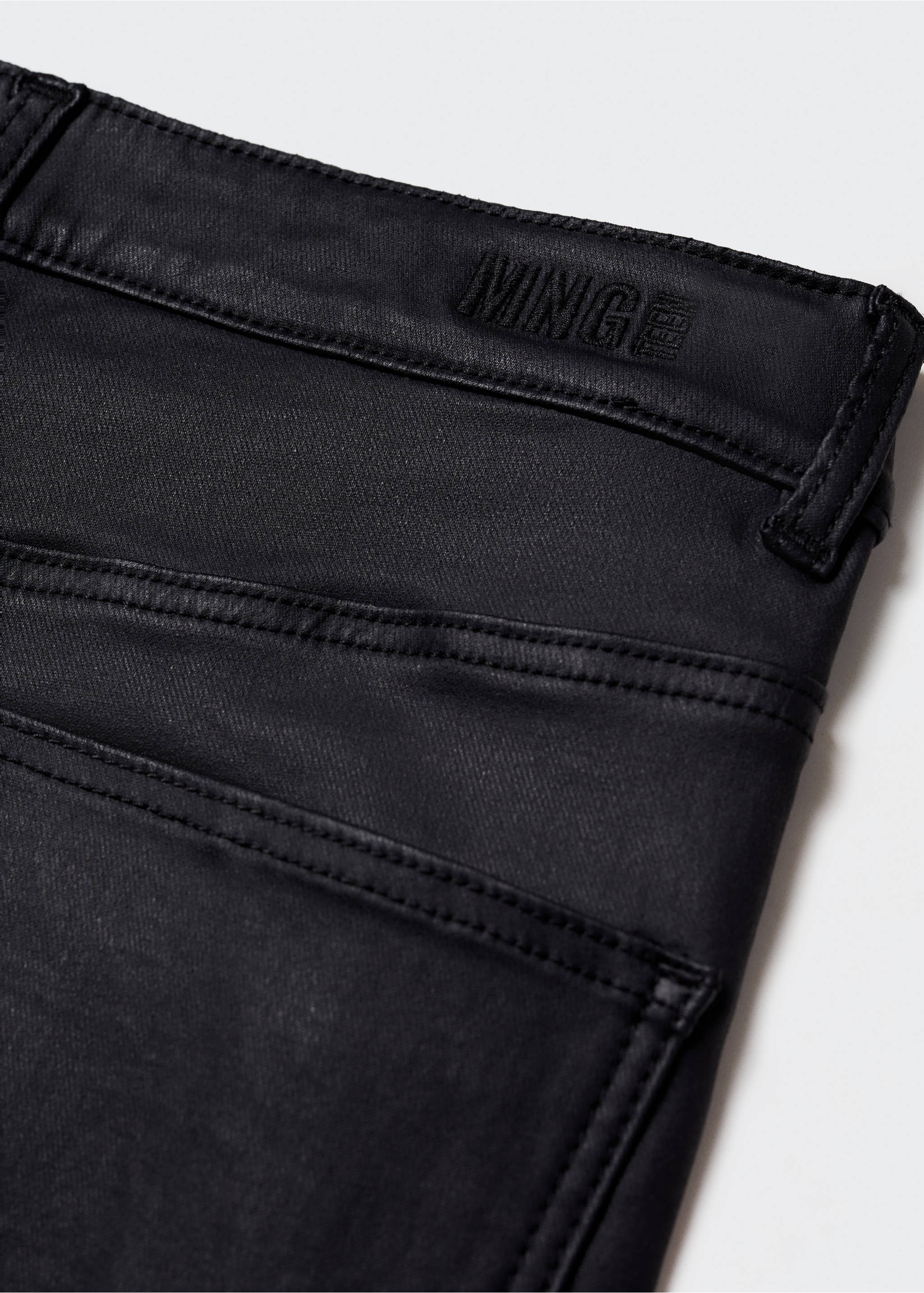 Skinny coated jeans - Details of the article 8, Black. Ref: 57003263-00.