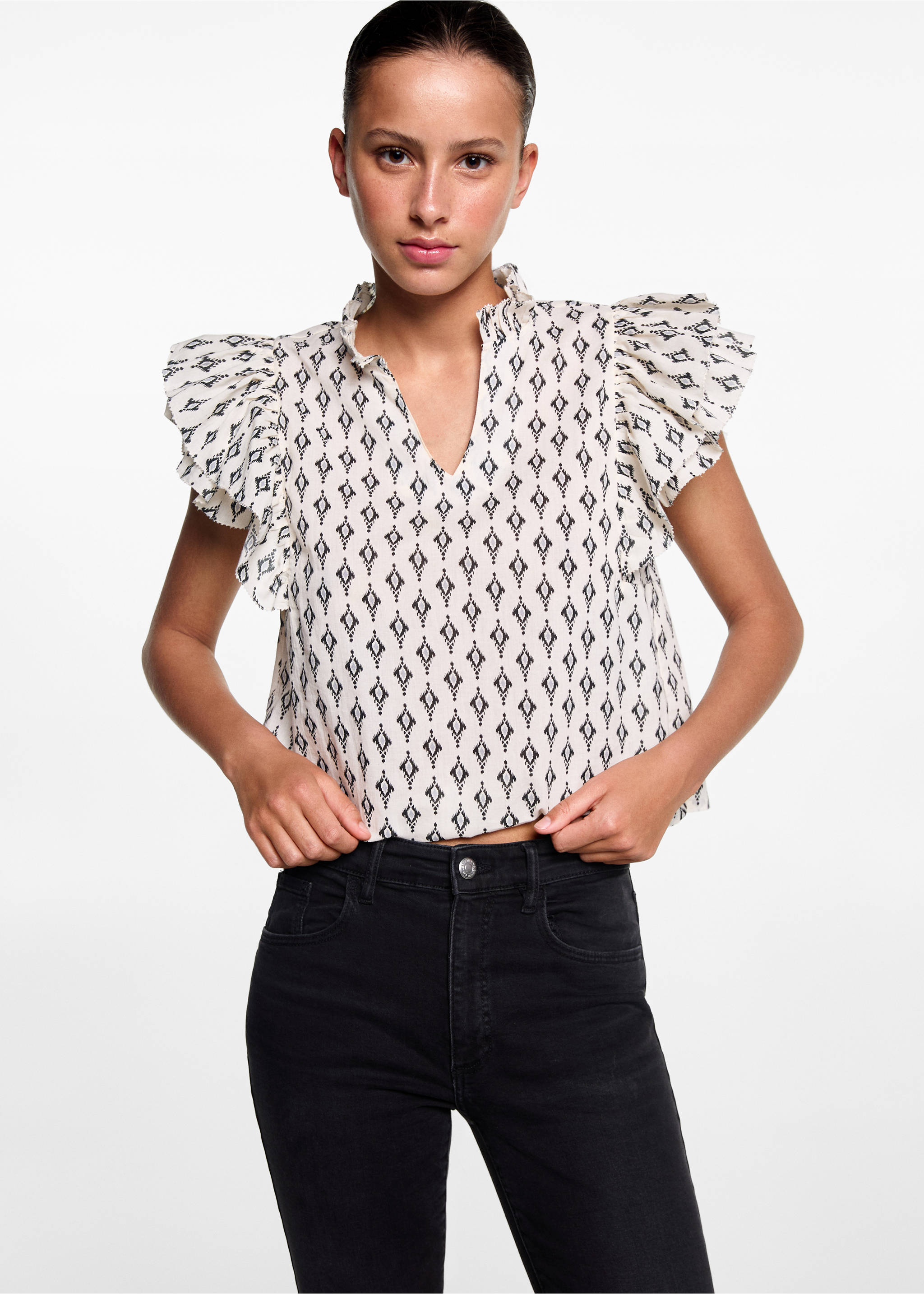 Skinny jeans with slit - Medium plane, Black denim. Ref: 57003264-00.