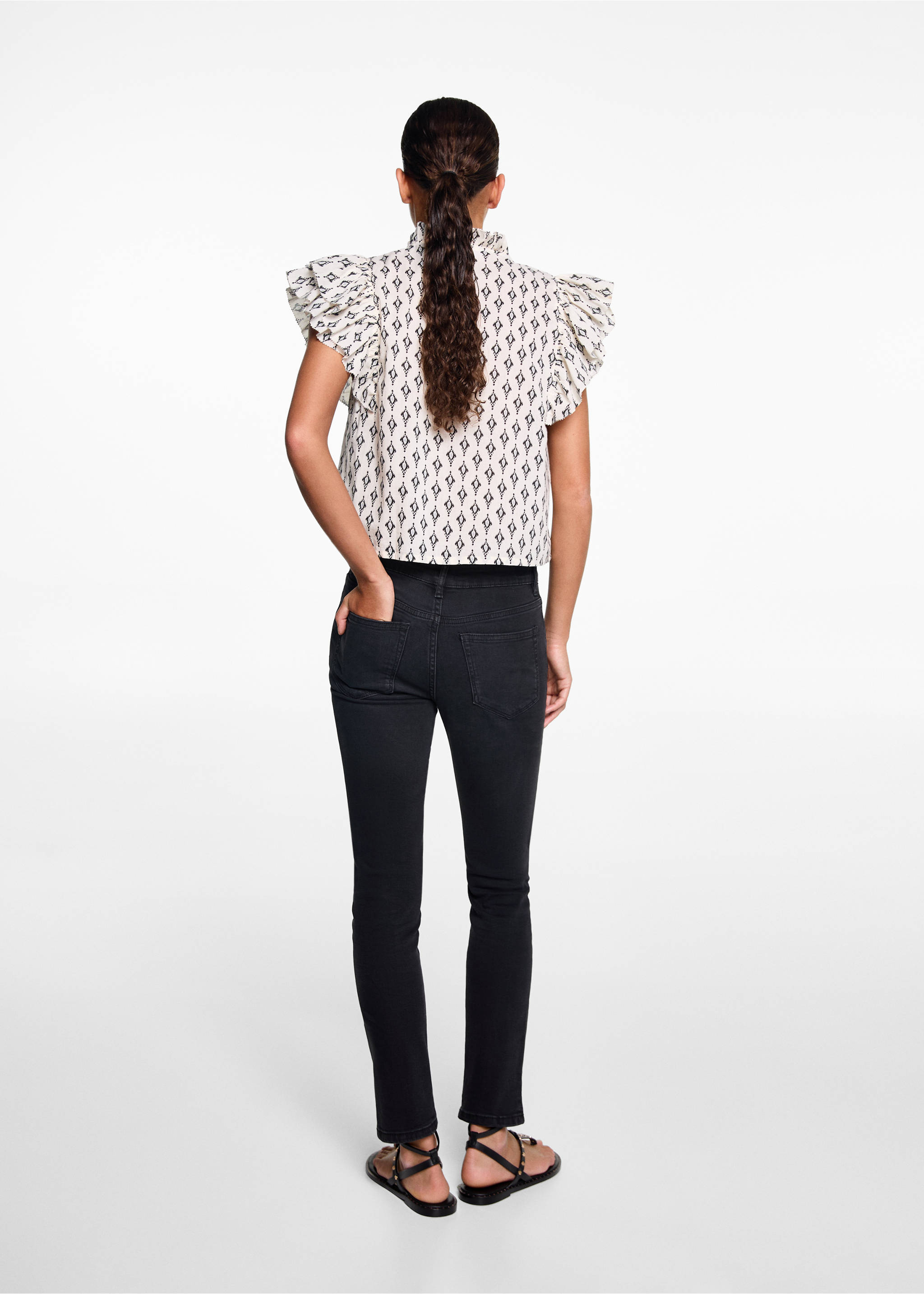 Skinny jeans with slit - Reverse of the article, Black denim. Ref: 57003264-00.