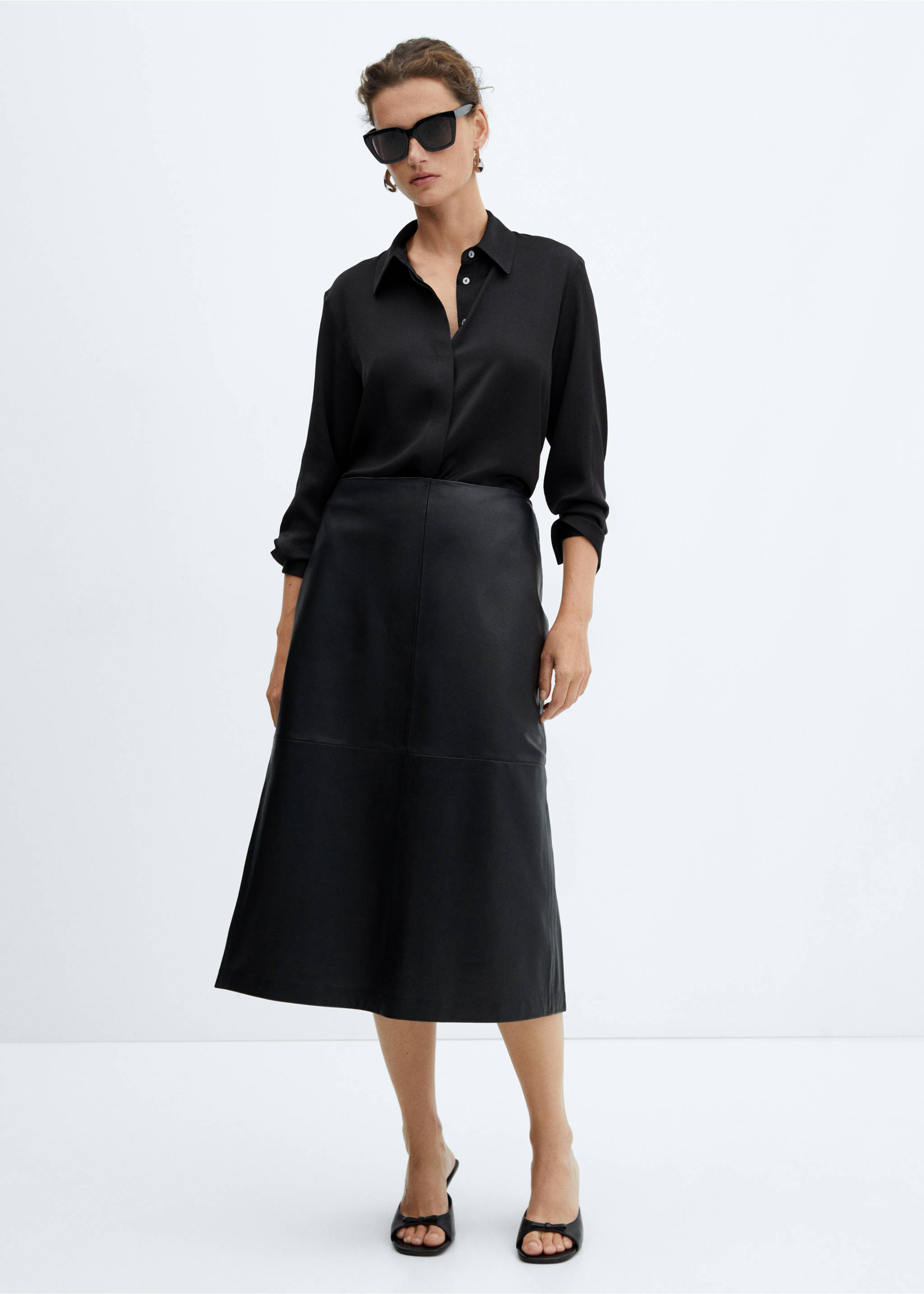 Fließende Satinbluse - Allgemeine Ansicht, Schwarz. Ref: 57003777-00.