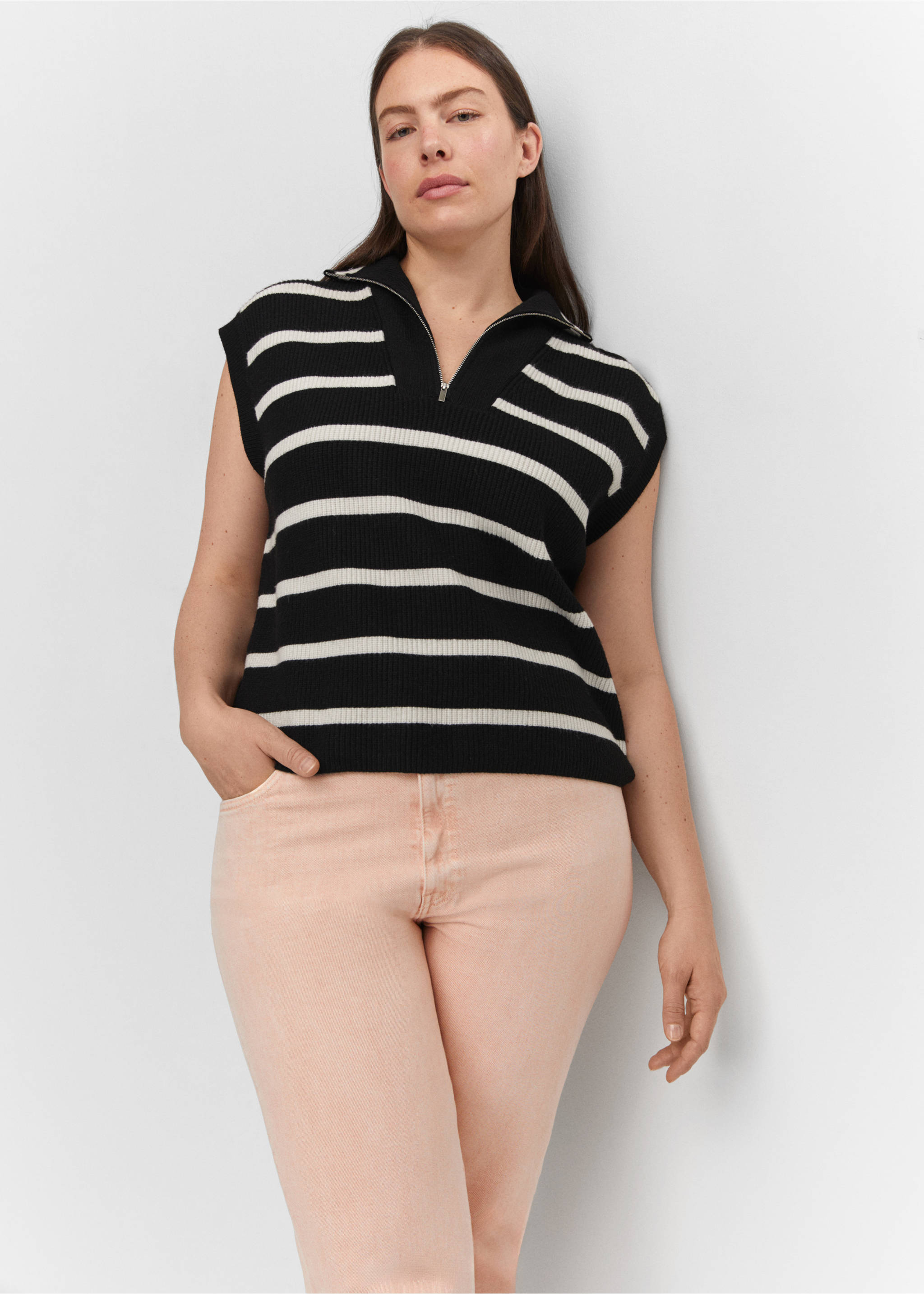 Mom-Jeans mit hohem Bund Mom2000 - Detail des Artikels 5, Pastellrosa. Ref: 57003802-00.