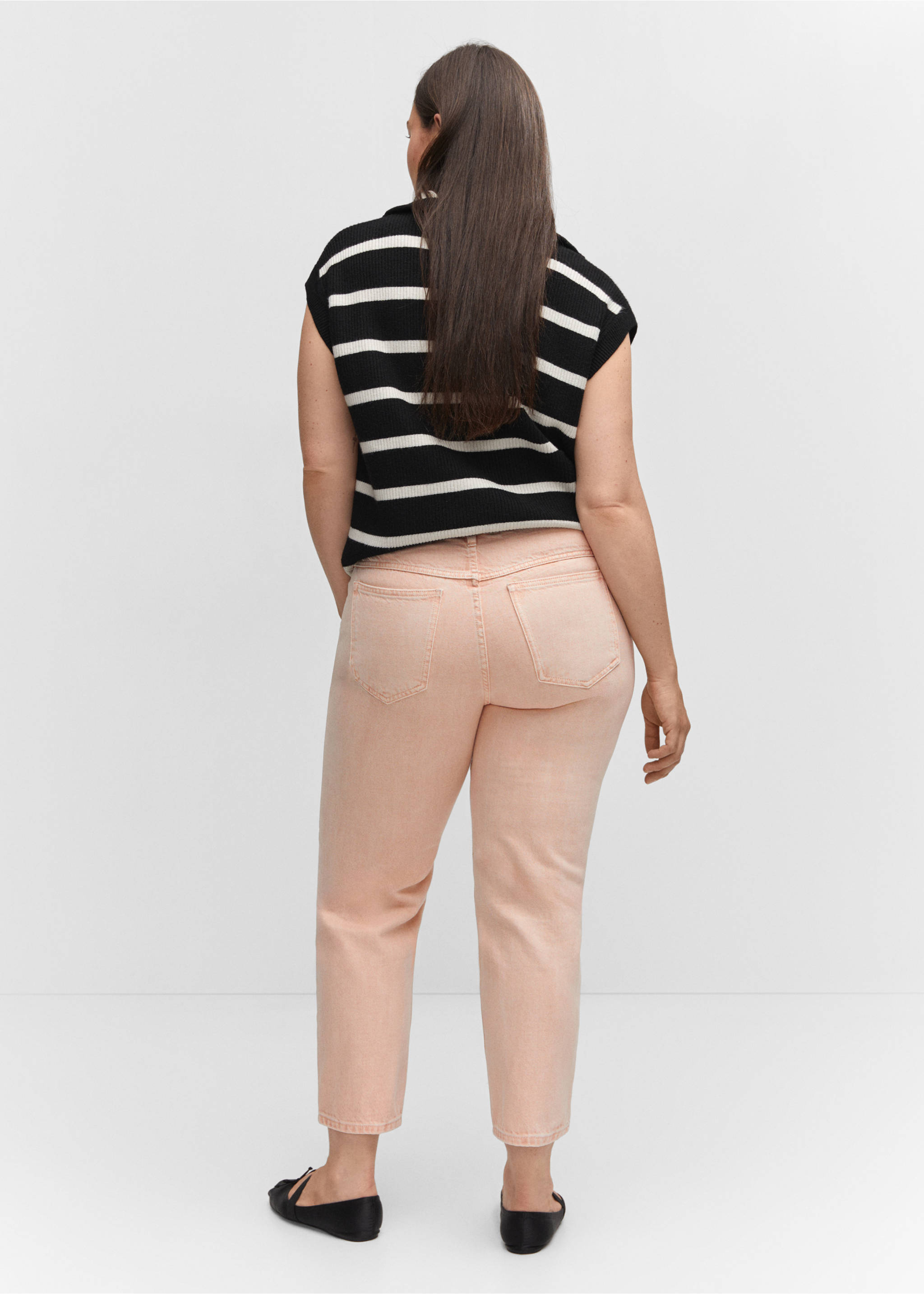 Mom-Jeans mit hohem Bund Mom2000 - Detail des Artikels 4, Pastellrosa. Ref: 57003802-00.