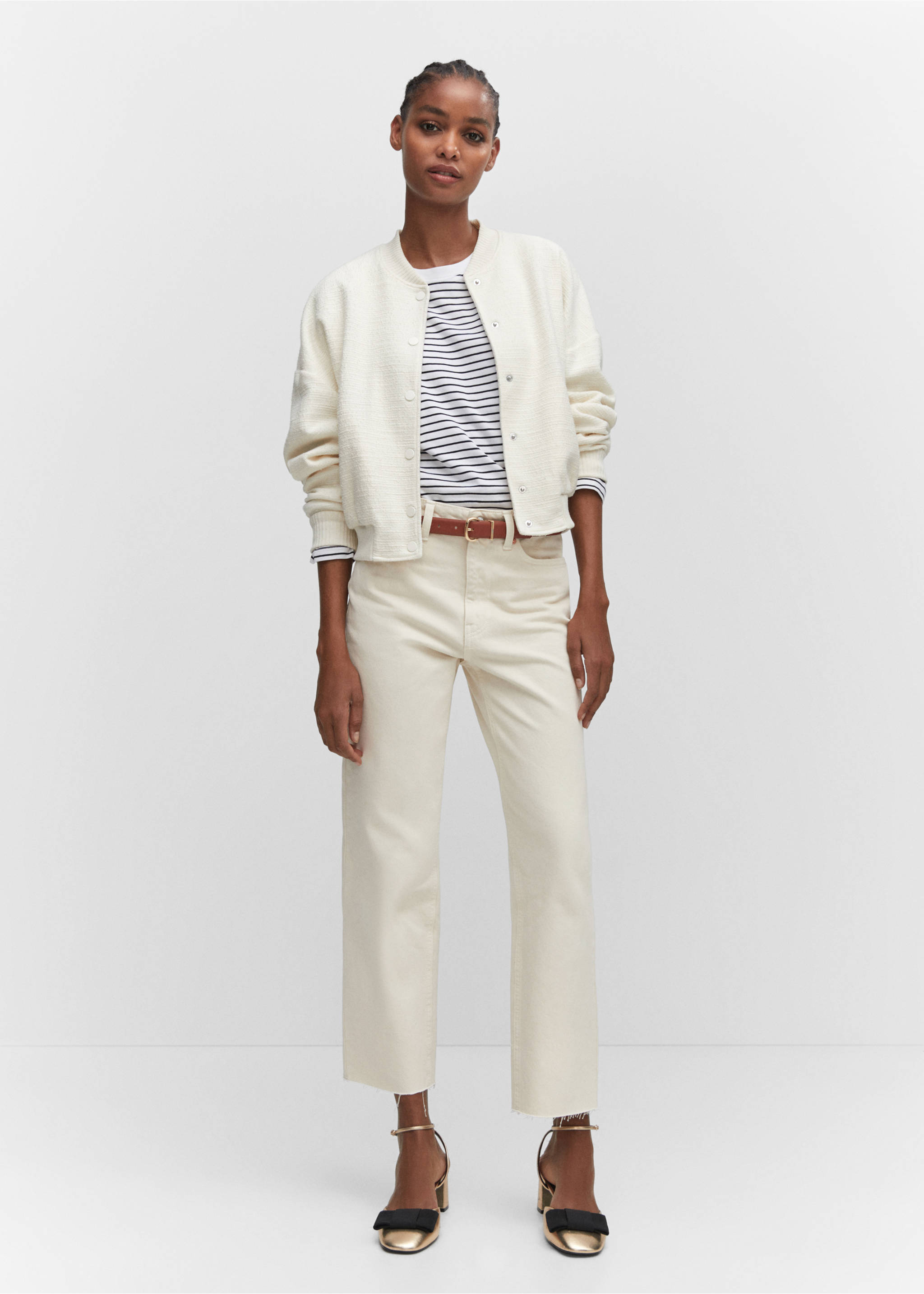 Straight-fit cropped jeans - General plane, Ecru. Ref: 57003805-00.