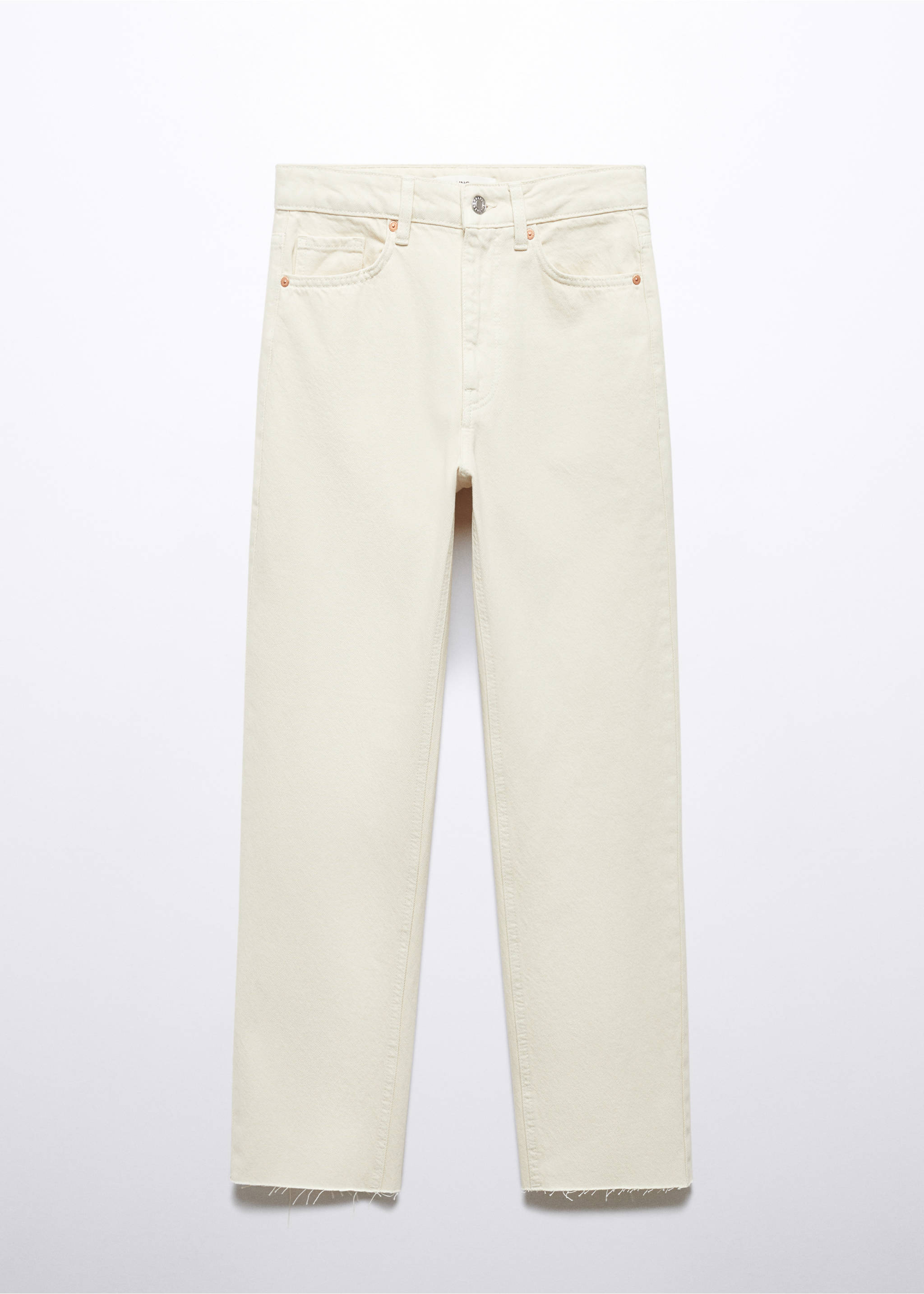 Straight-fit cropped jeans - Article without model, Ecru. Ref: 57003805-00.