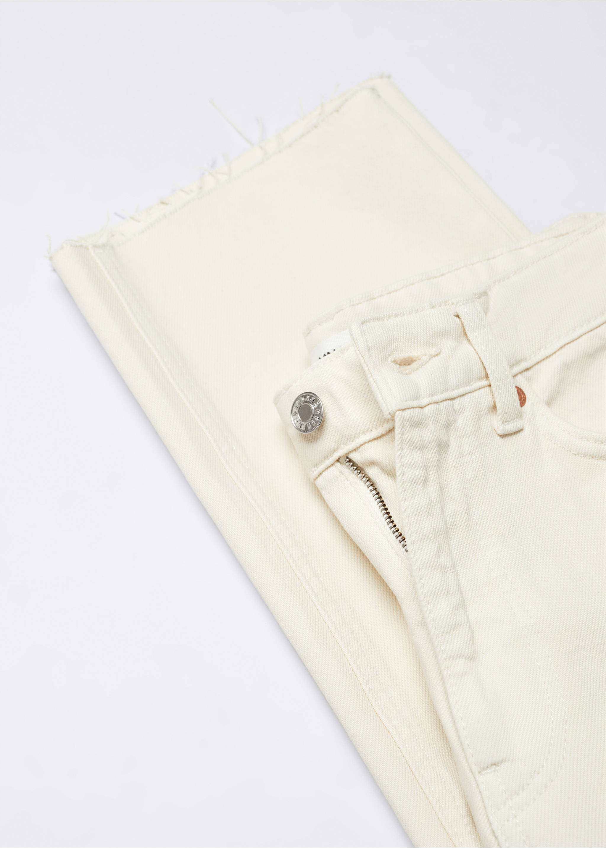 Straight-fit cropped jeans - Details of the article 8, Ecru. Ref: 57003805-00.