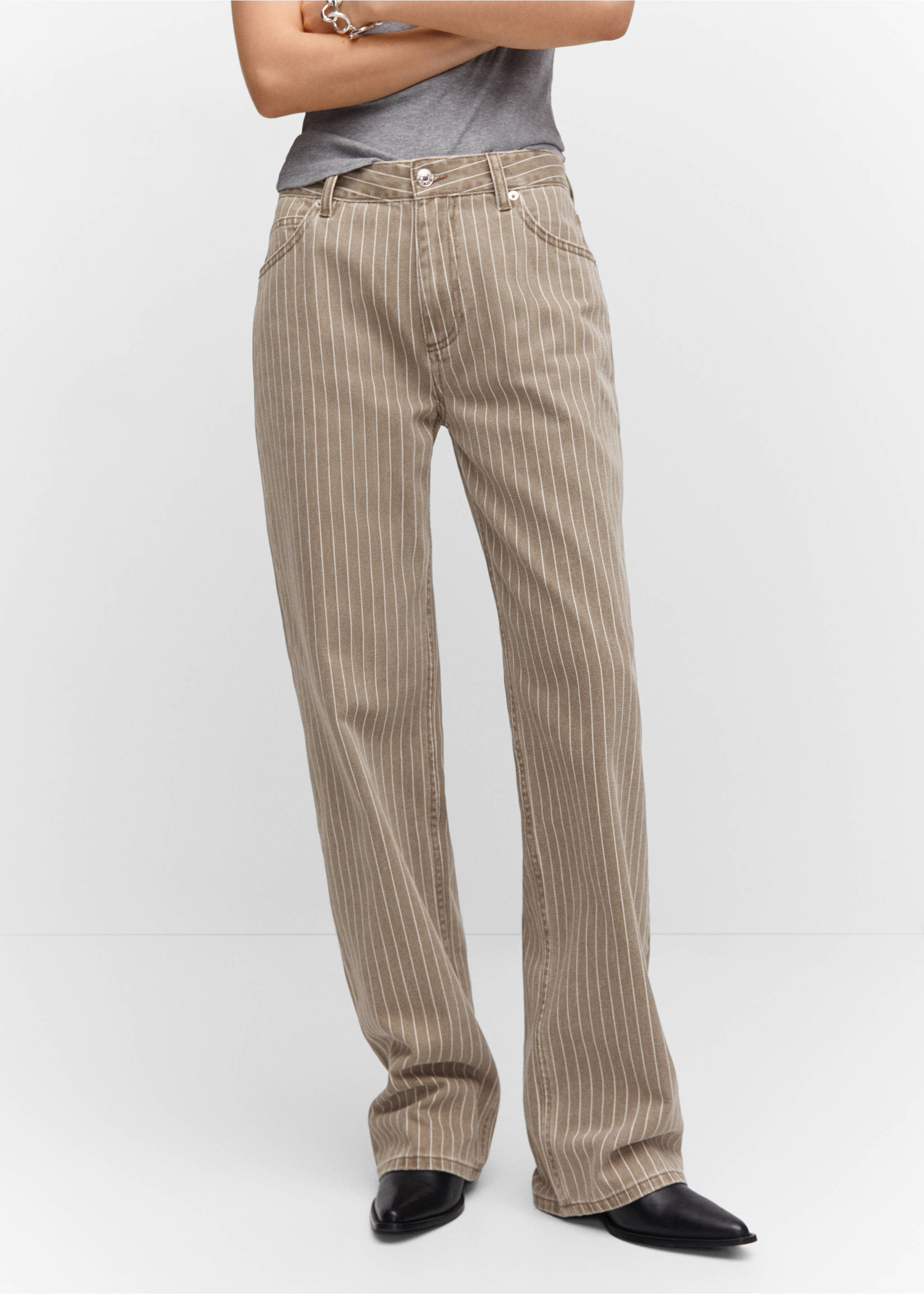 Wide leg pinstriped jeans - Medium plane, Medium Brown. Ref: 57003809-00.