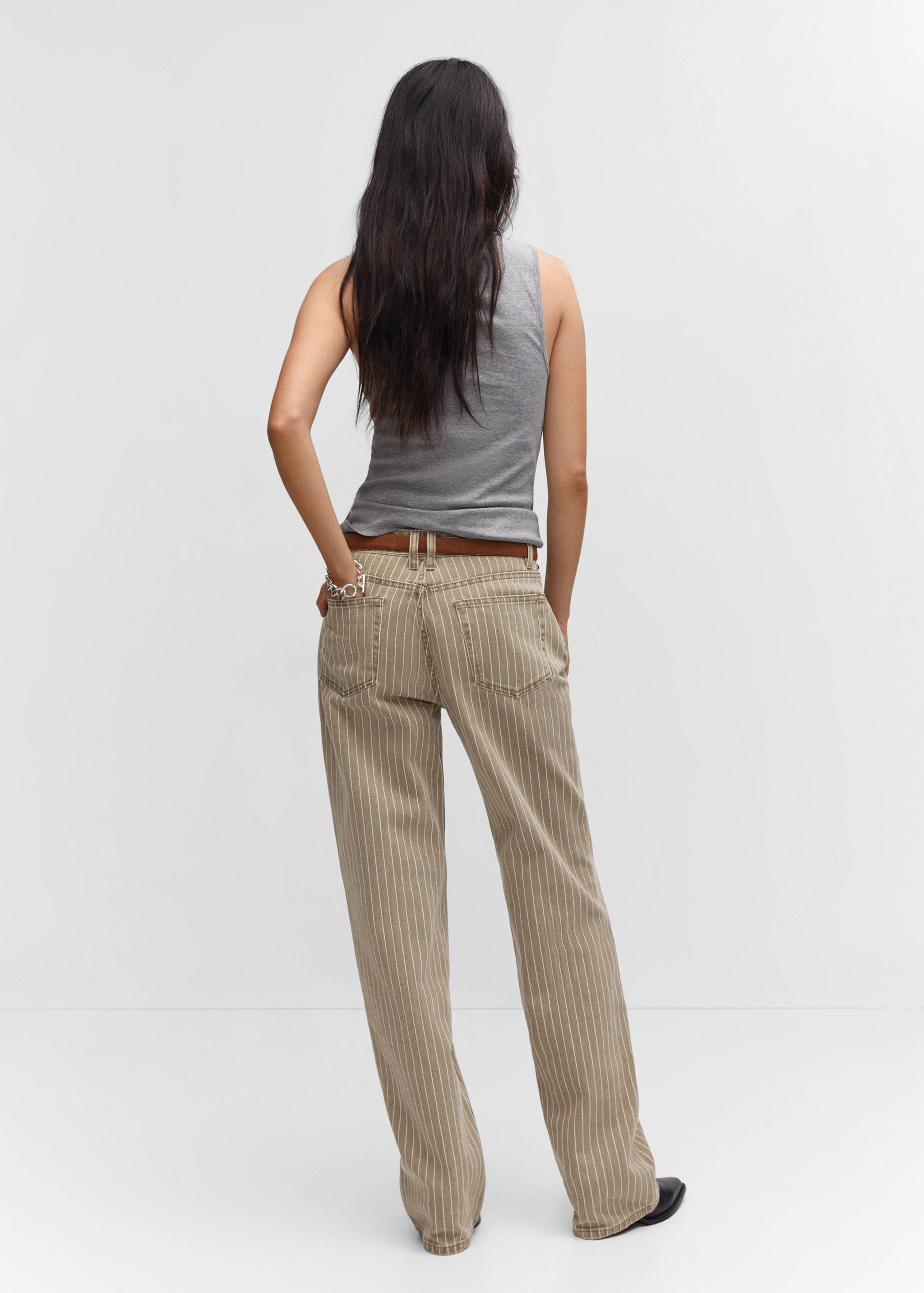 Wide leg pinstriped jeans - Reverse of the article