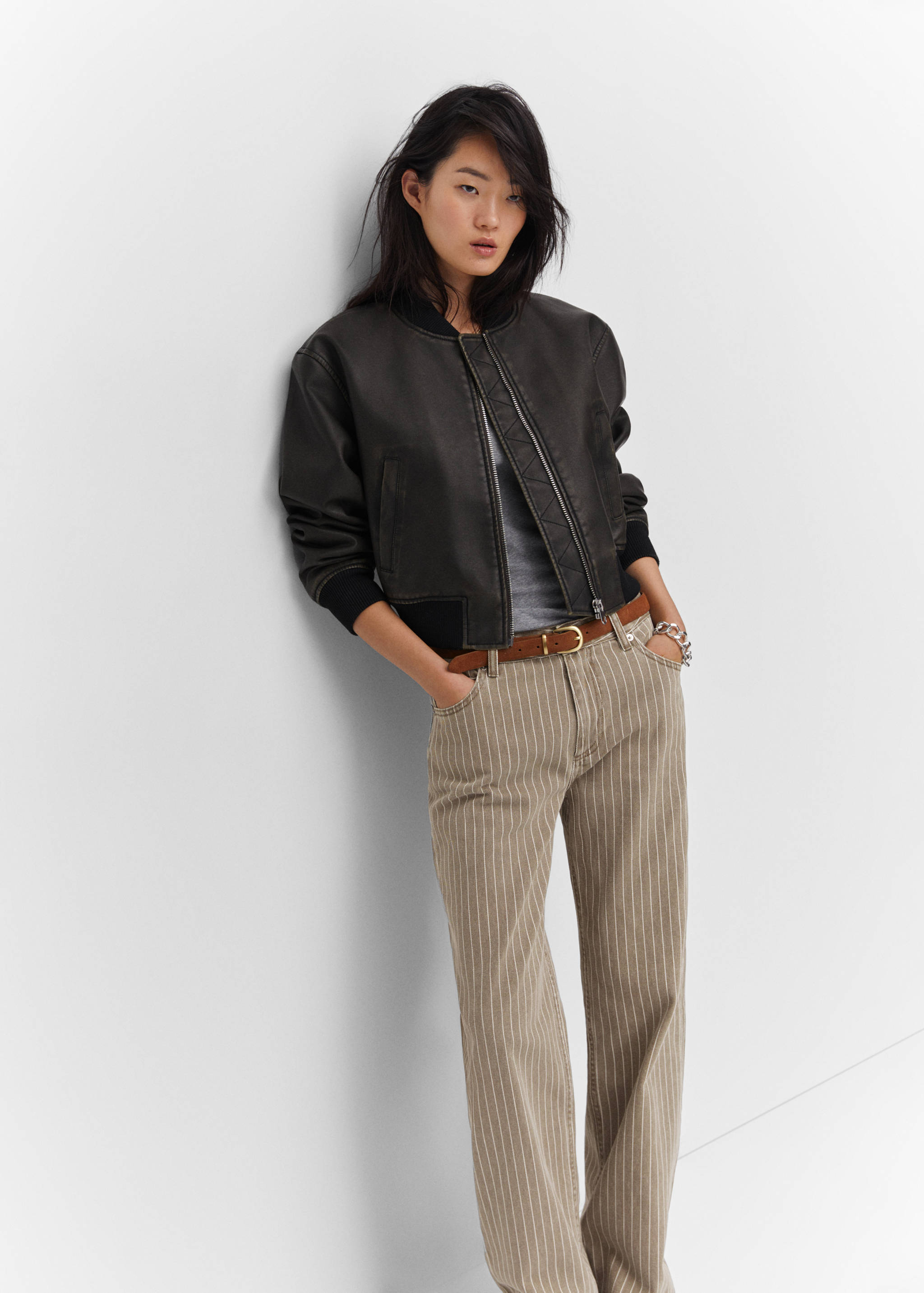 Wide leg pinstriped jeans - Details of the article 2