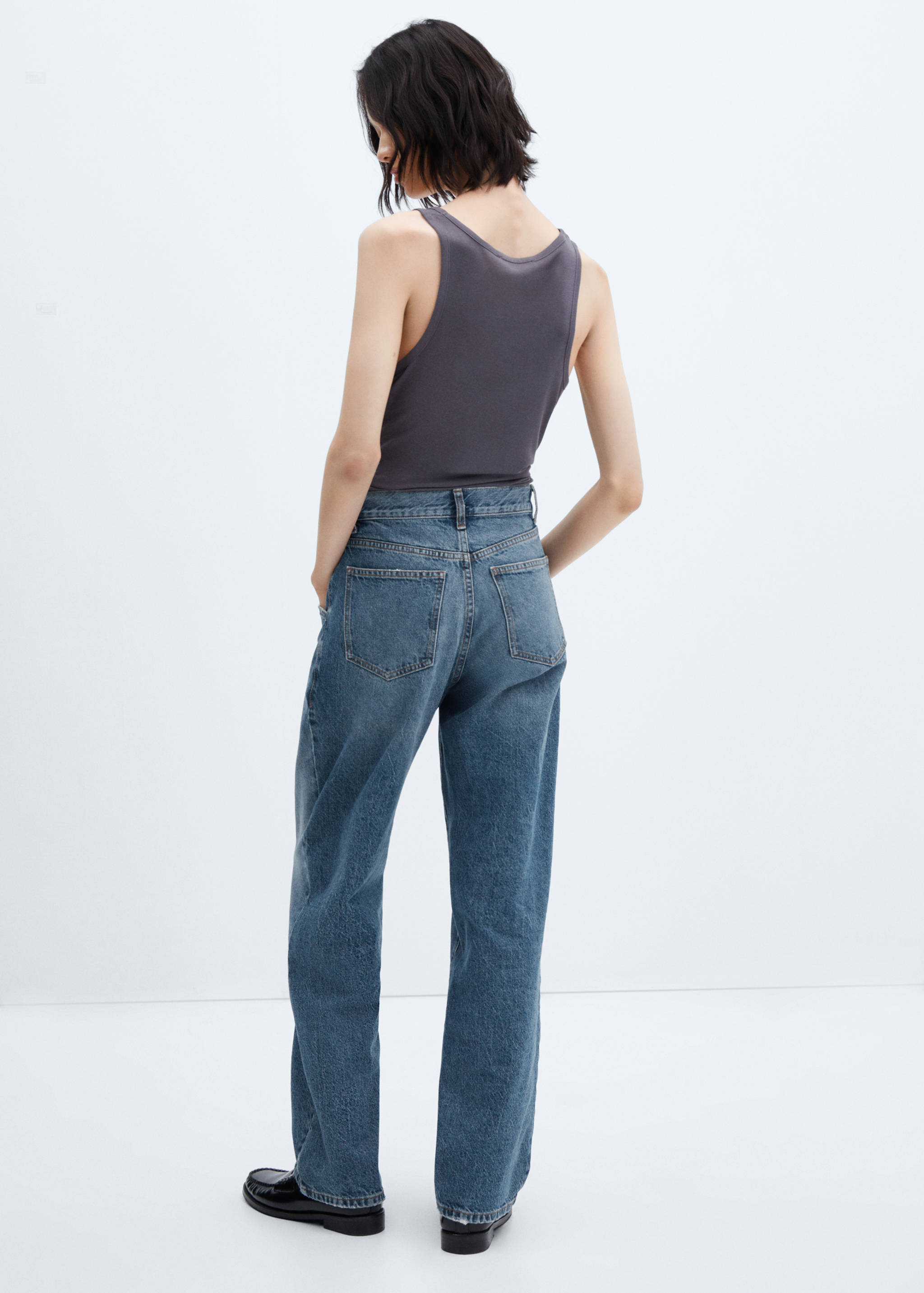 High-waist wide leg jeans with seams - Reverse of the article