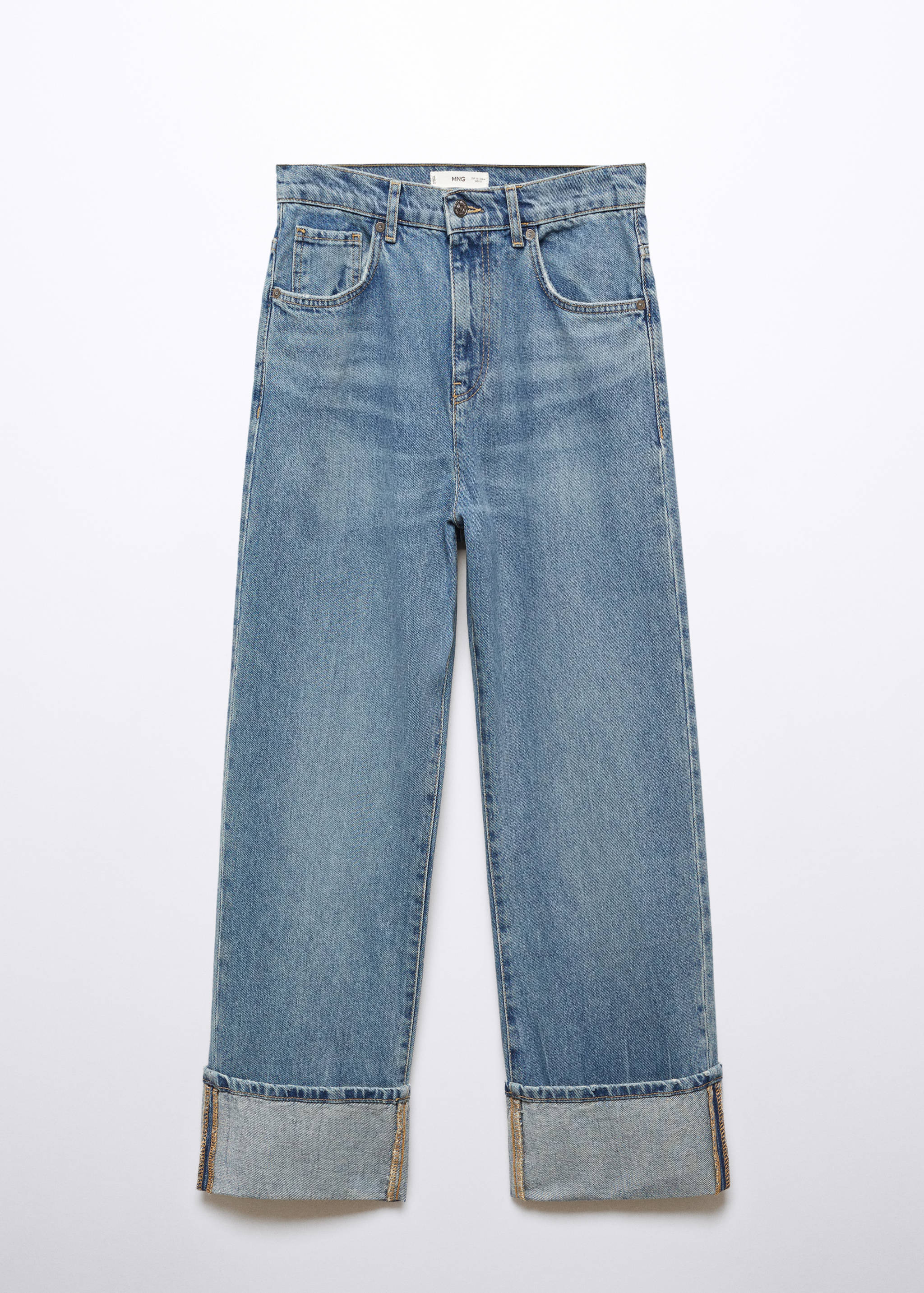 Wide leg jeans with turned-up hem - Article without model
