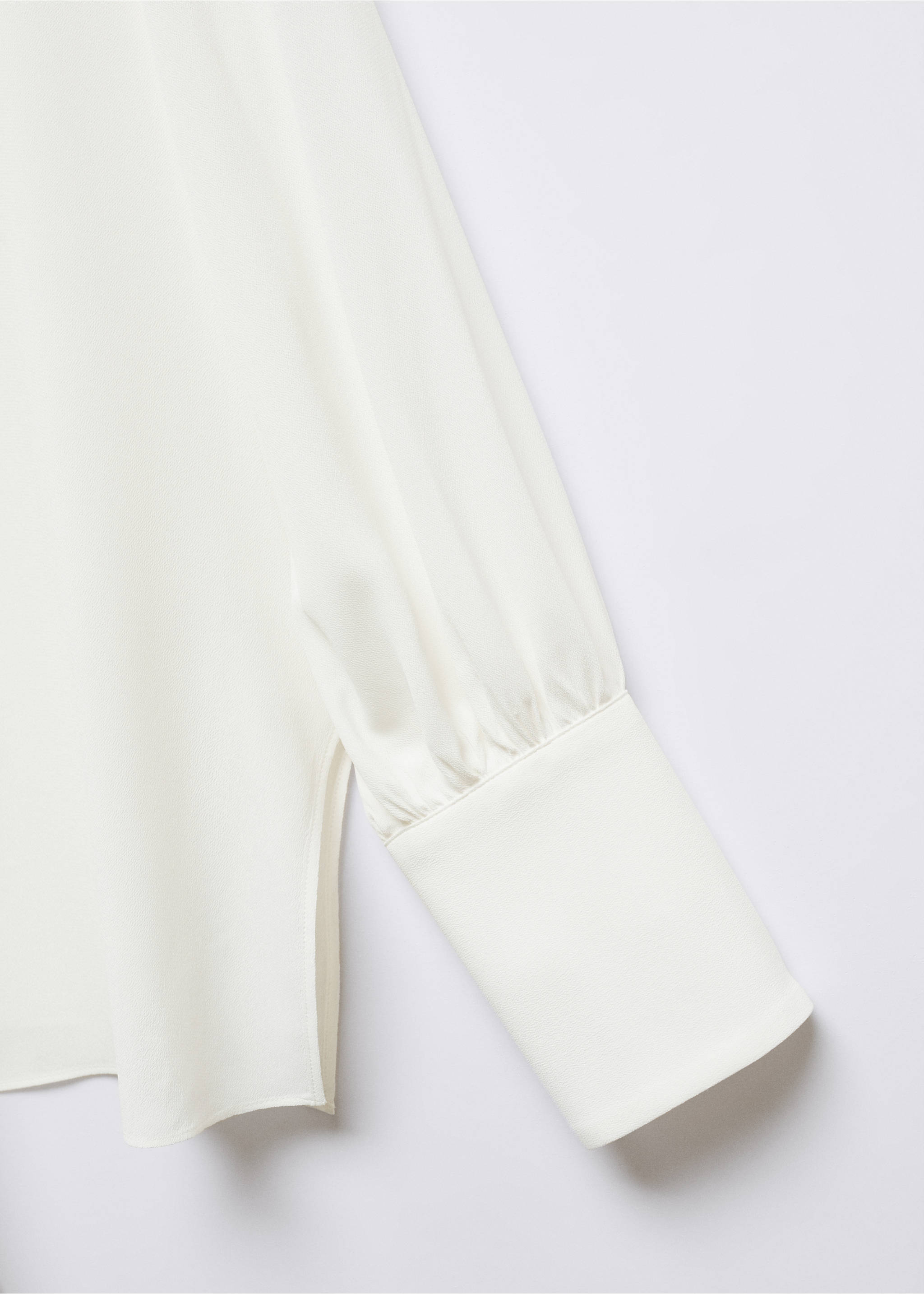 Tie-neck blouse - Details of the article 8, Off White. Ref: 57003825-00.