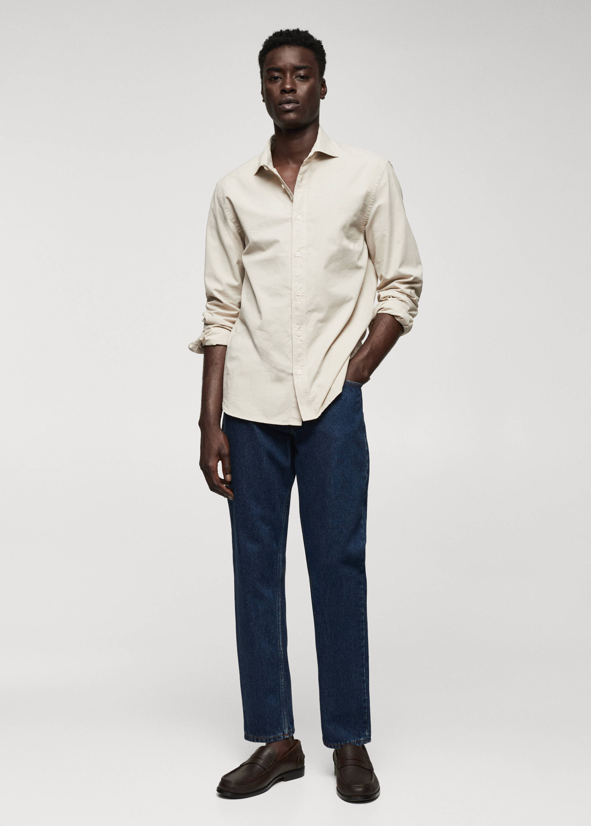 Slim Fit-Hemd aus 100 % Baumwolle - Allgemeine Ansicht