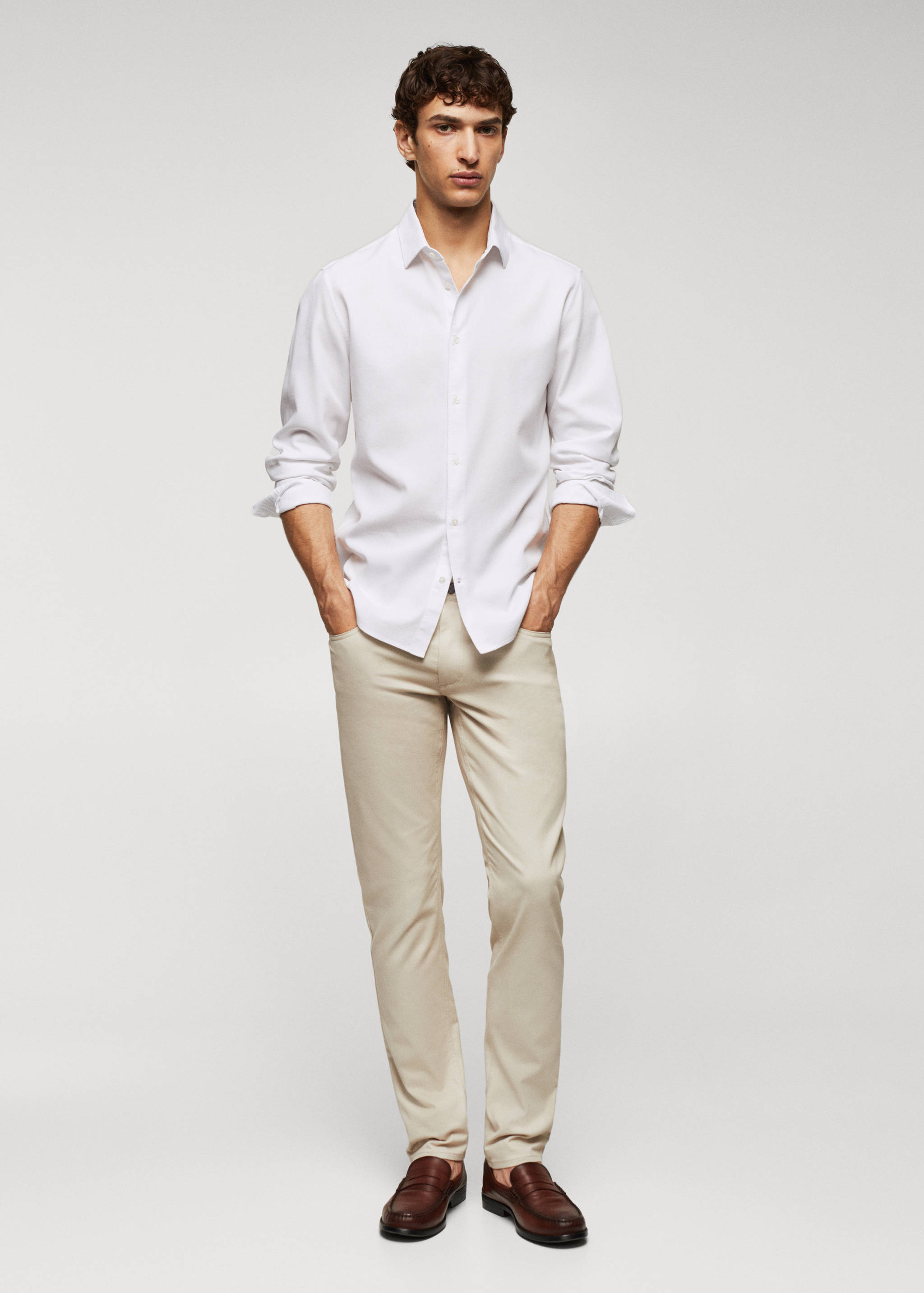 Slim-fit cotton structured shirt - General plane