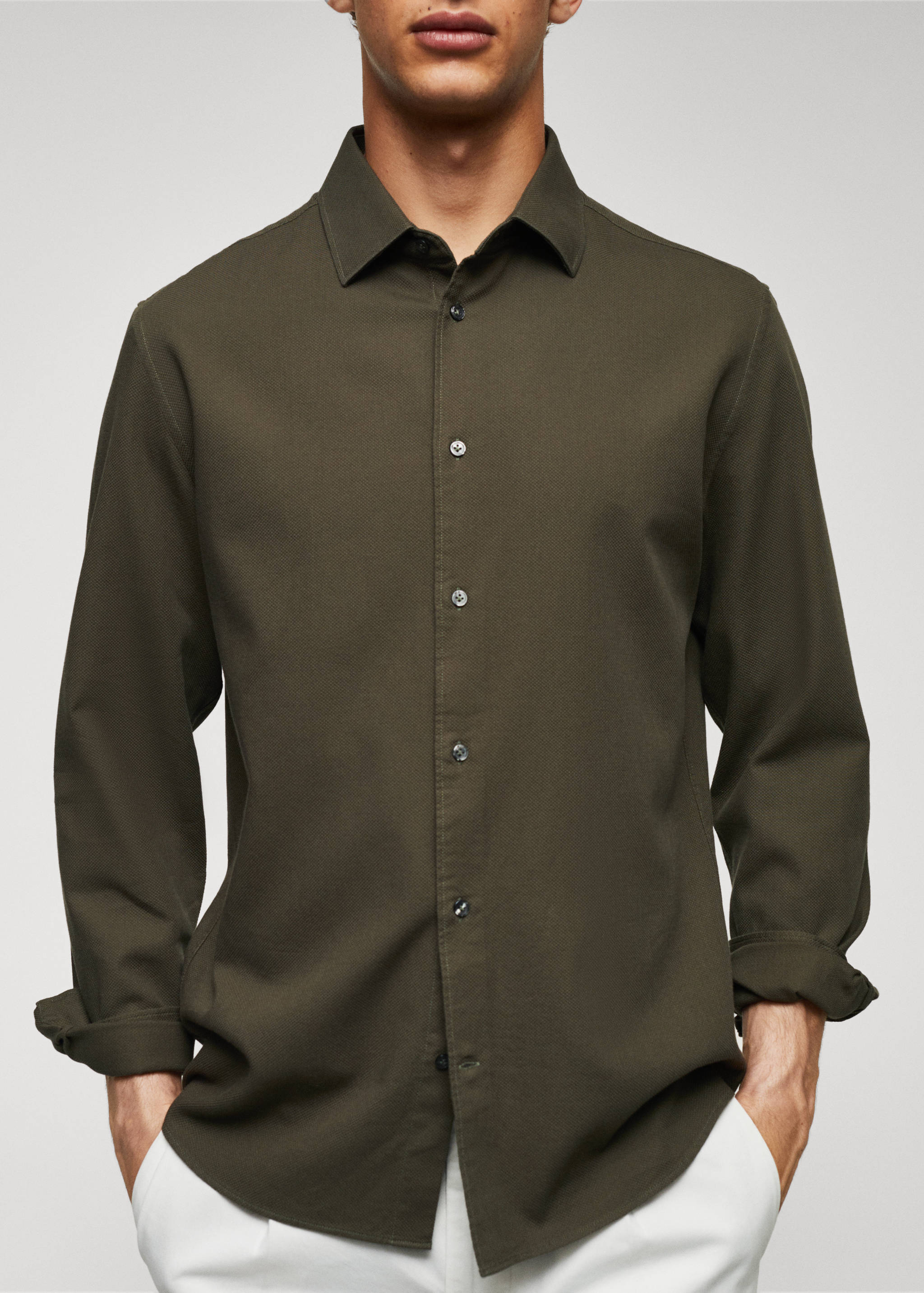 Slim-fit cotton structured shirt - Details of the article 4