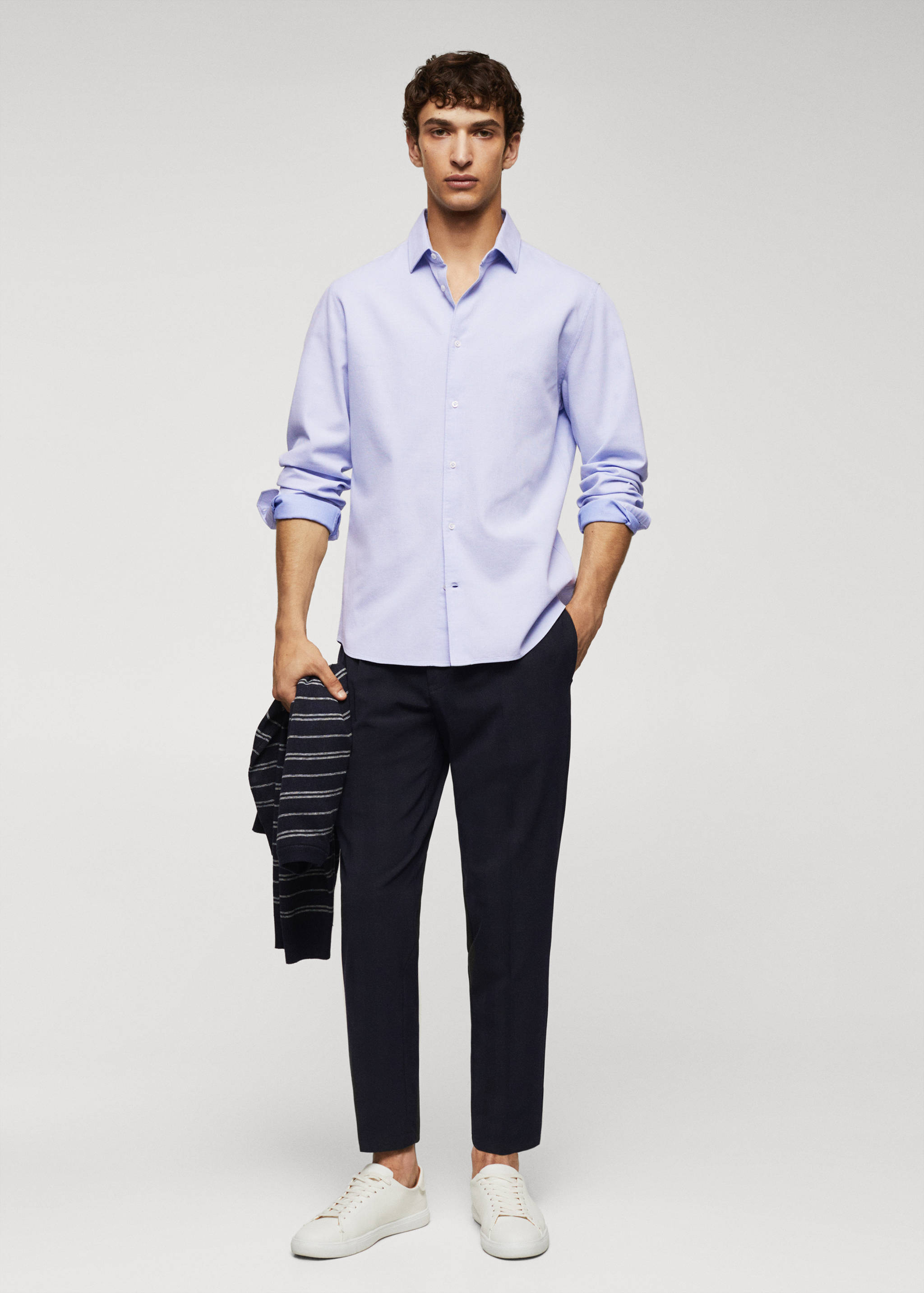 Slim-fit cotton structured shirt - General plane
