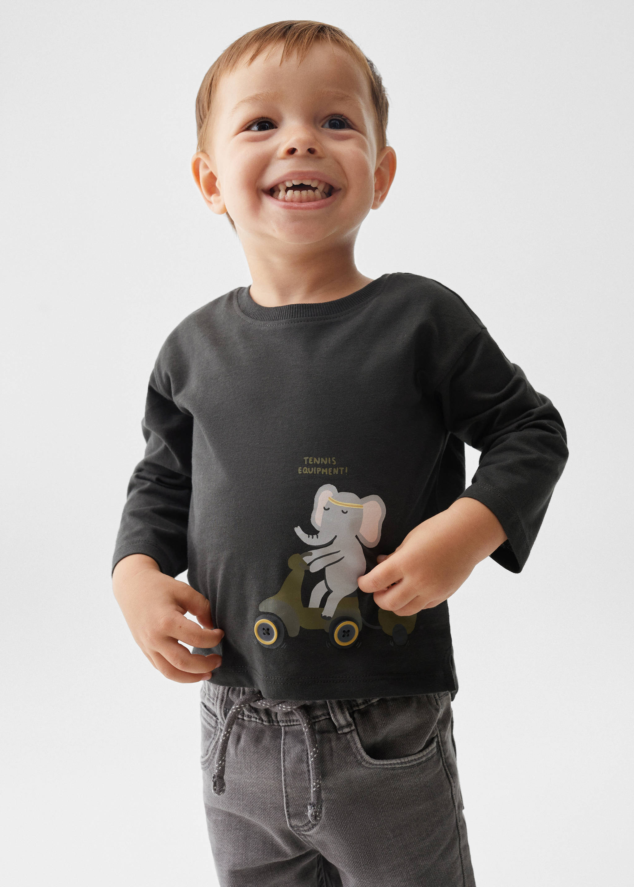 Camiseta manga larga estampada - Plano medio