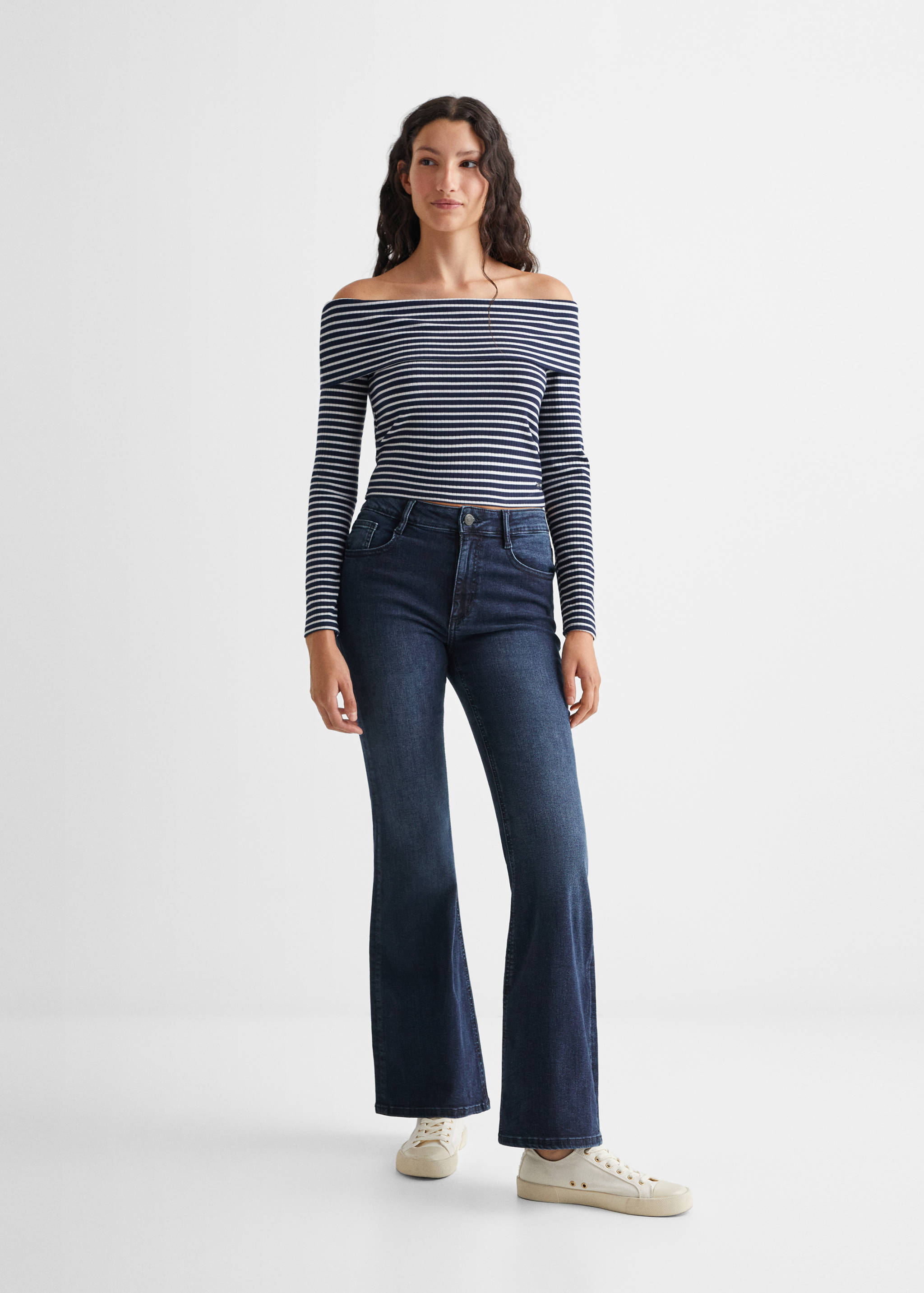 T-shirt épaules dénudées rayures - Plan général