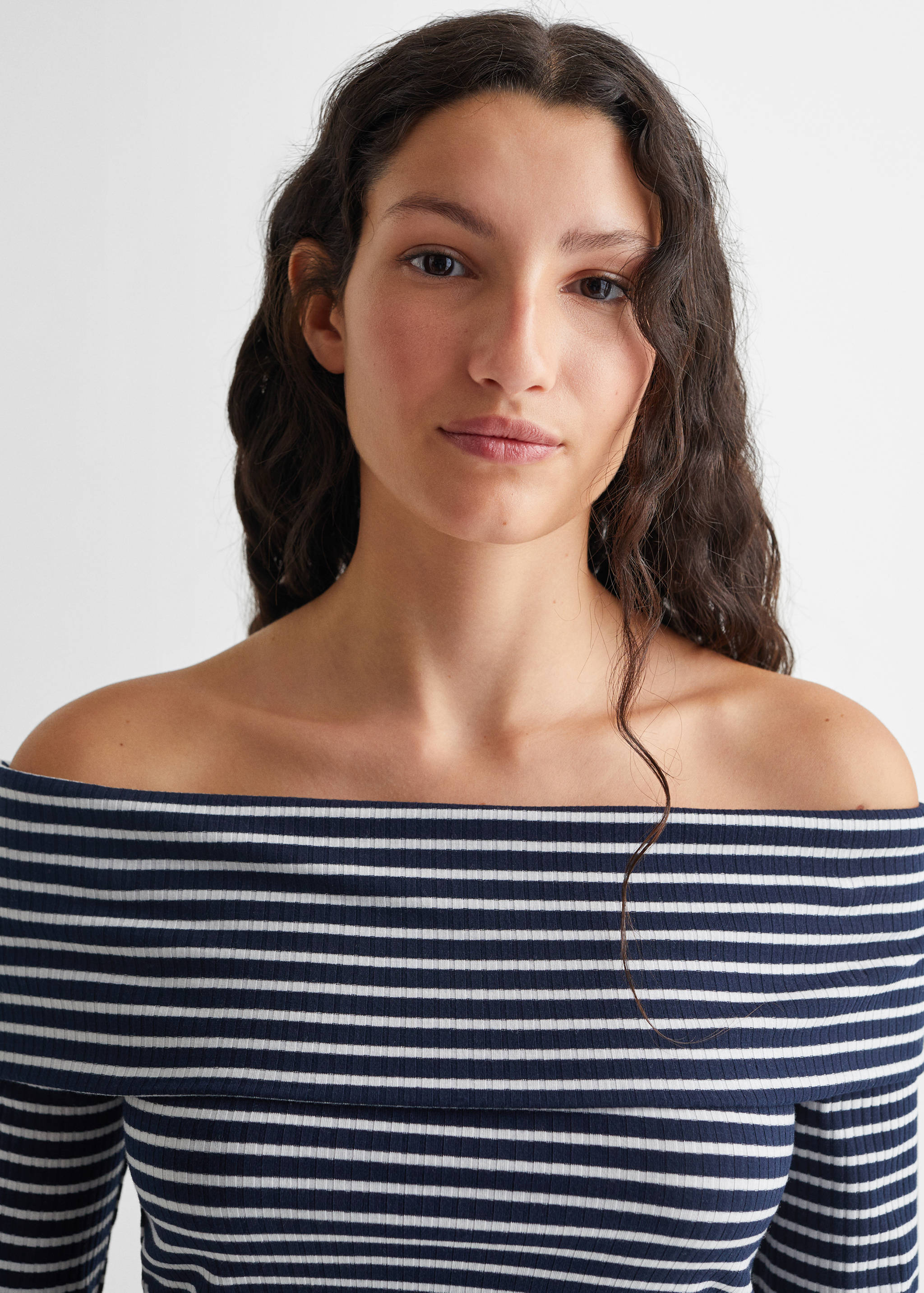 T-shirt épaules dénudées rayures - Détail de l'article 1