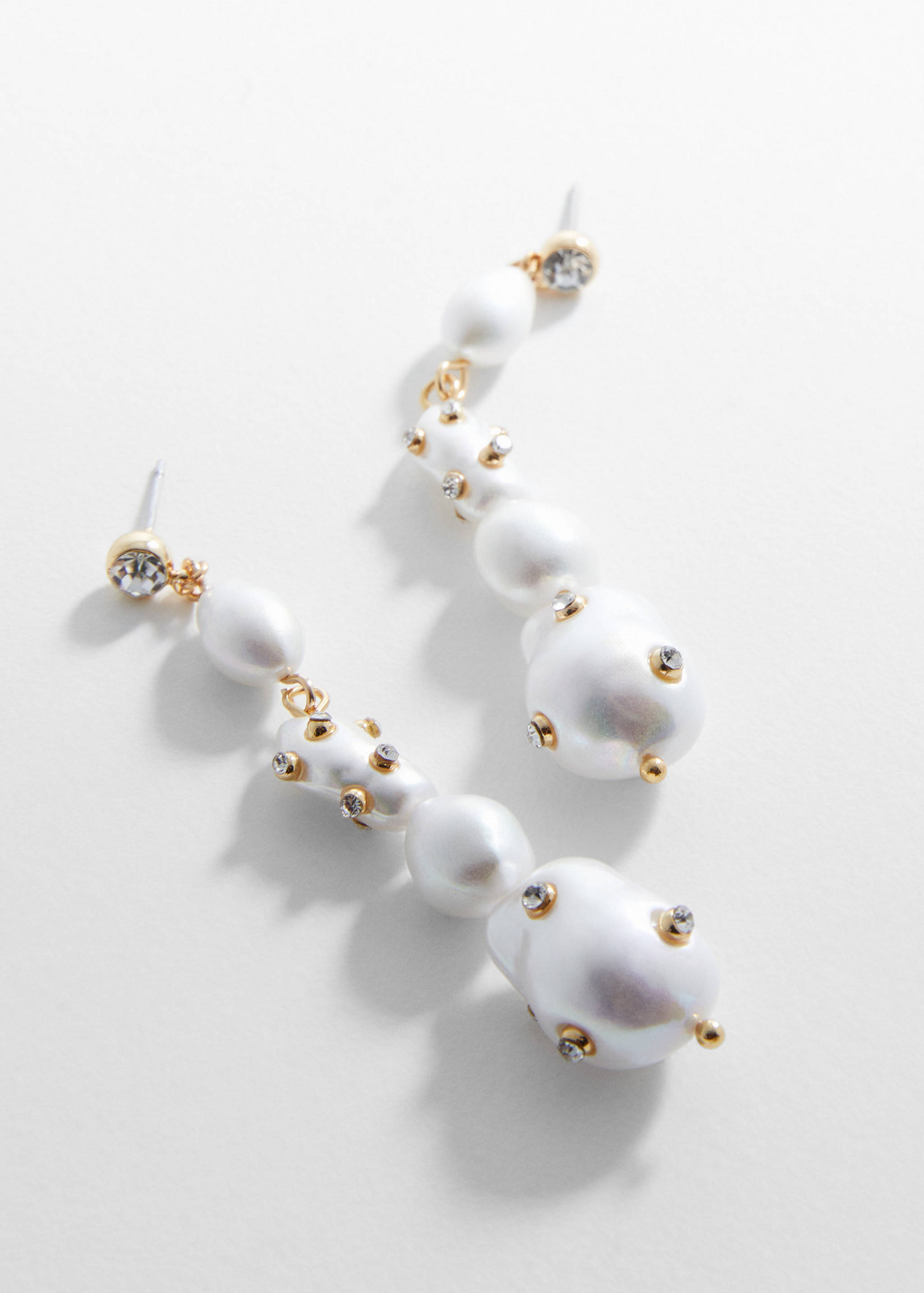 Pearl earrings with rhinestone detail - Medium plane