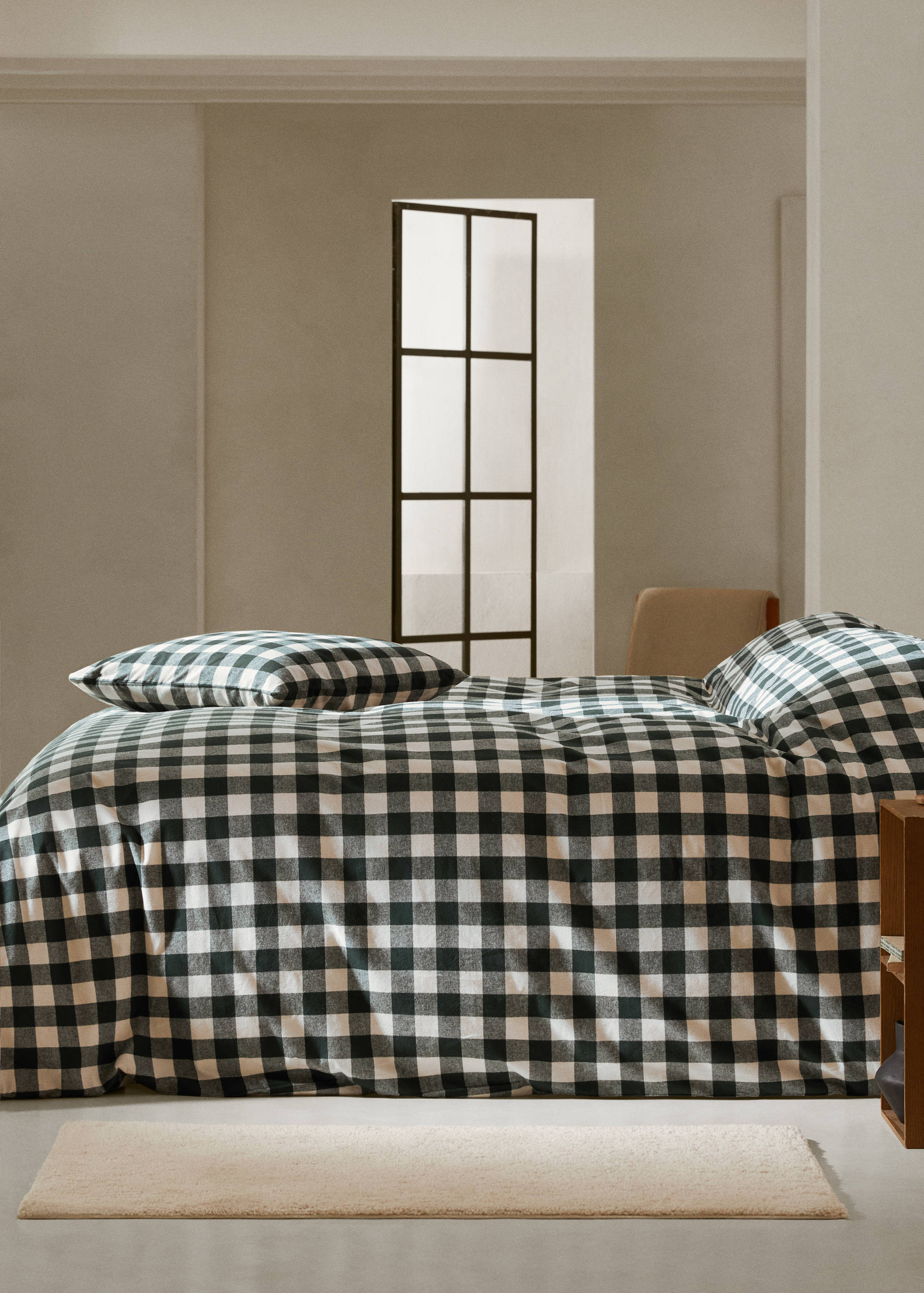 Flanell-Bettbezug mit zweifarbigem Karomuster für 150/160 cm Bett - Allgemeine Ansicht