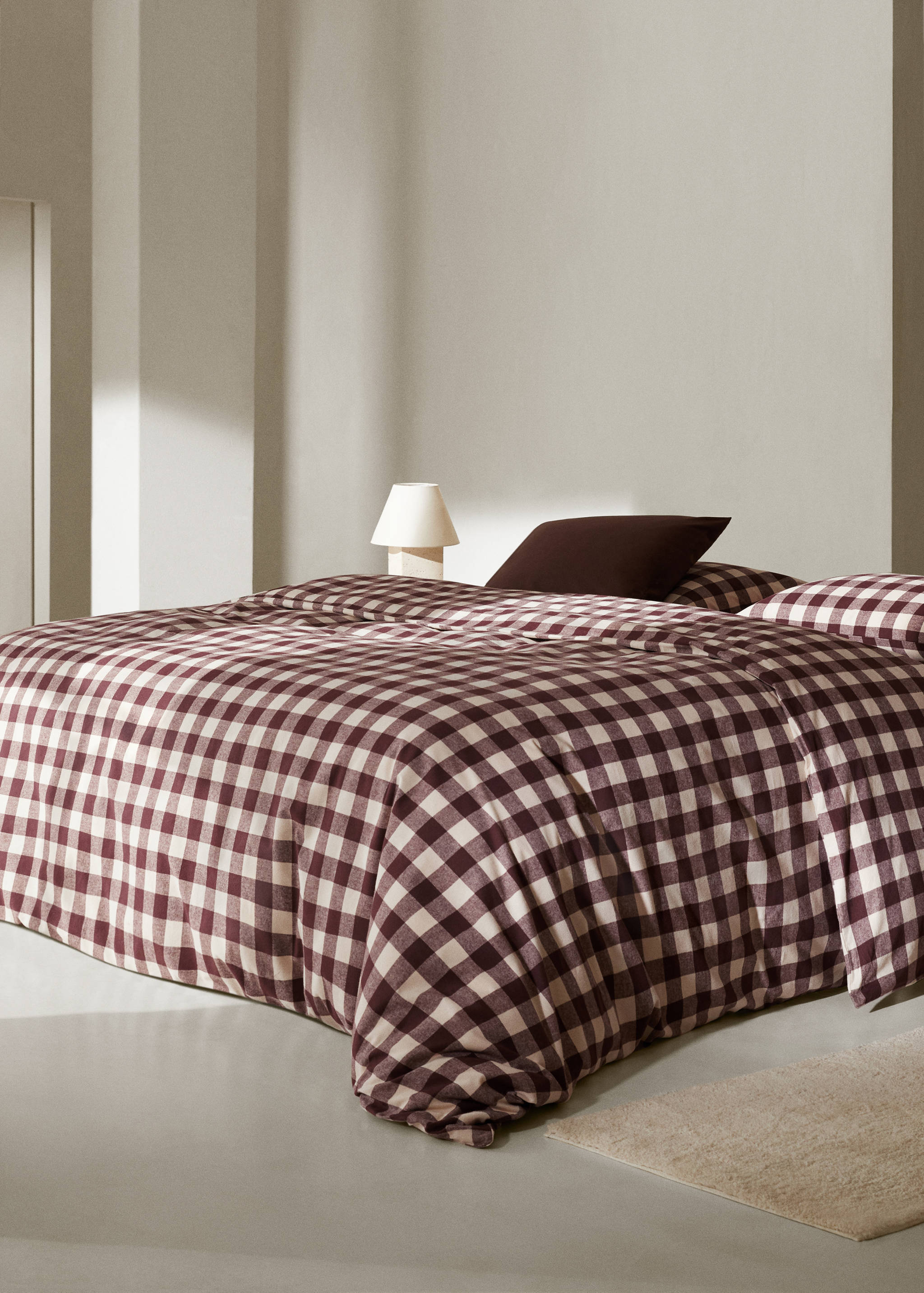 Flanell-Bettbezug mit zweifarbigem Karomuster für 150/160 cm Bett - Allgemeine Ansicht