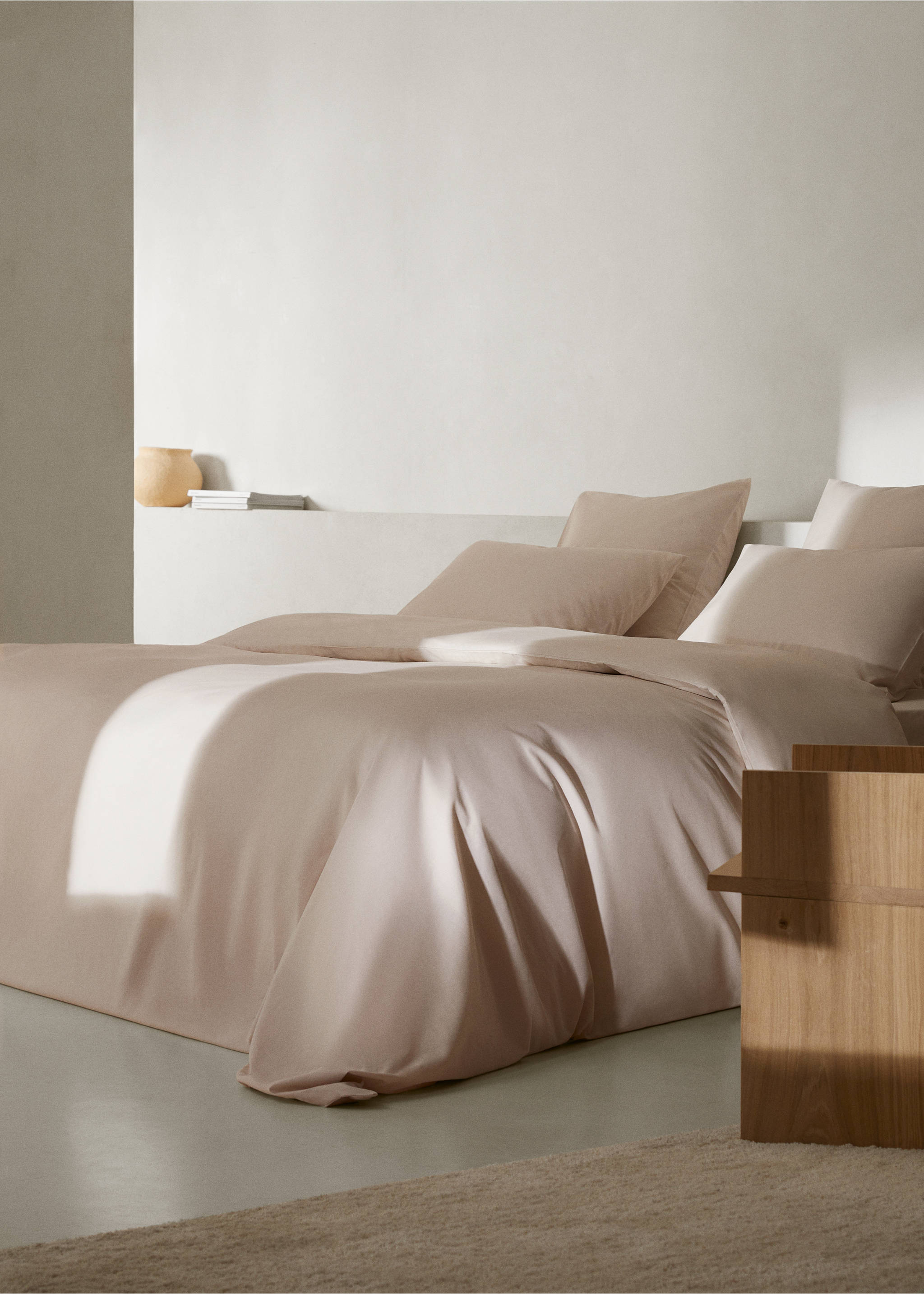 Bettbezug aus Baumwolle (180 Fäden) für 150/160 cm Bett - Allgemeine Ansicht, Beige. Ref: 57004072-00.