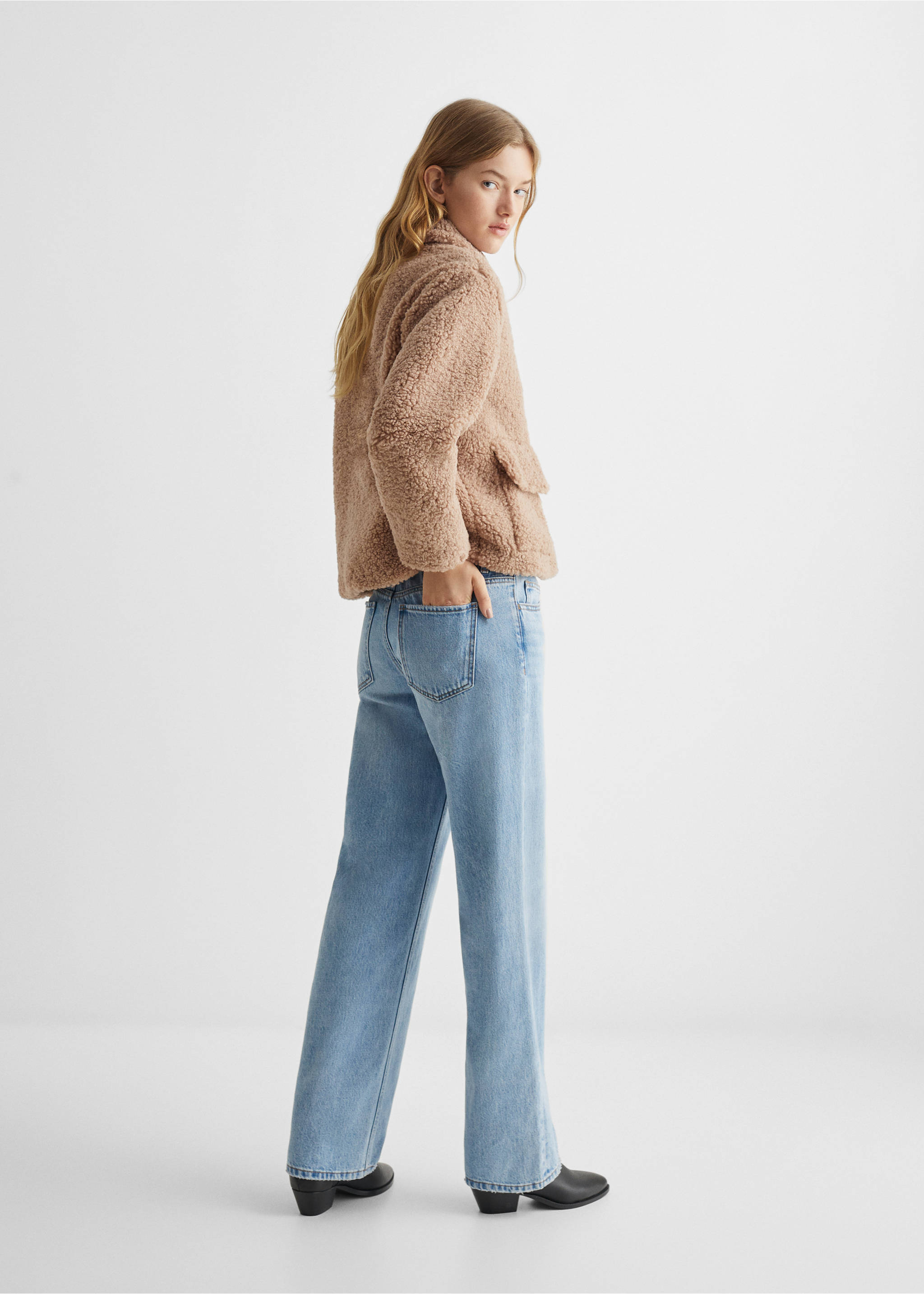 Shearling-effect coat - Reverse of the article, Ecru. Ref: 57004399-00.