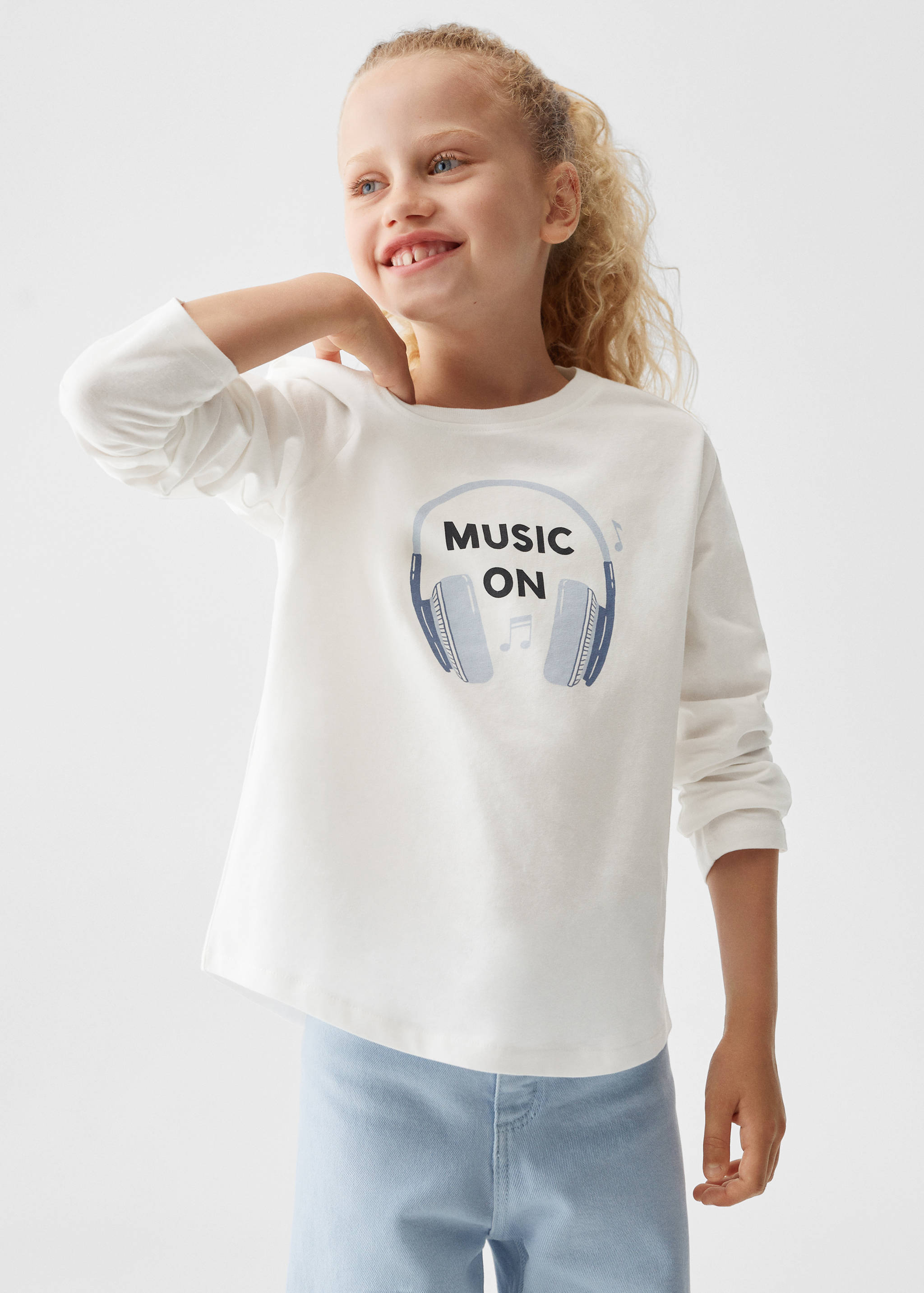 Bedrucktes Baumwoll-T-Shirt - Mittlere Ansicht
