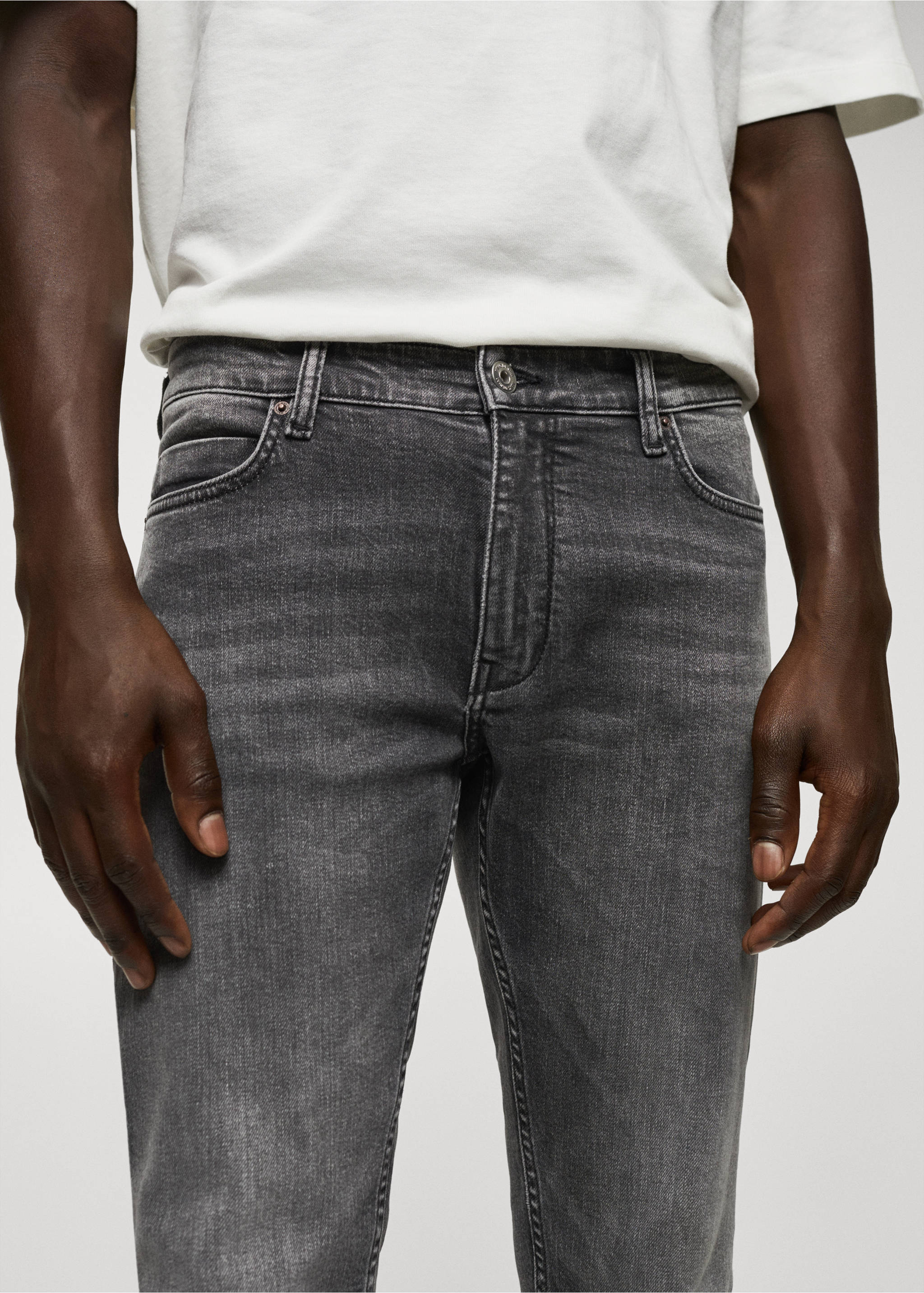 Tom tapered cropped jeans - Details of the article 1, Open Grey. Ref: 57004412-00.