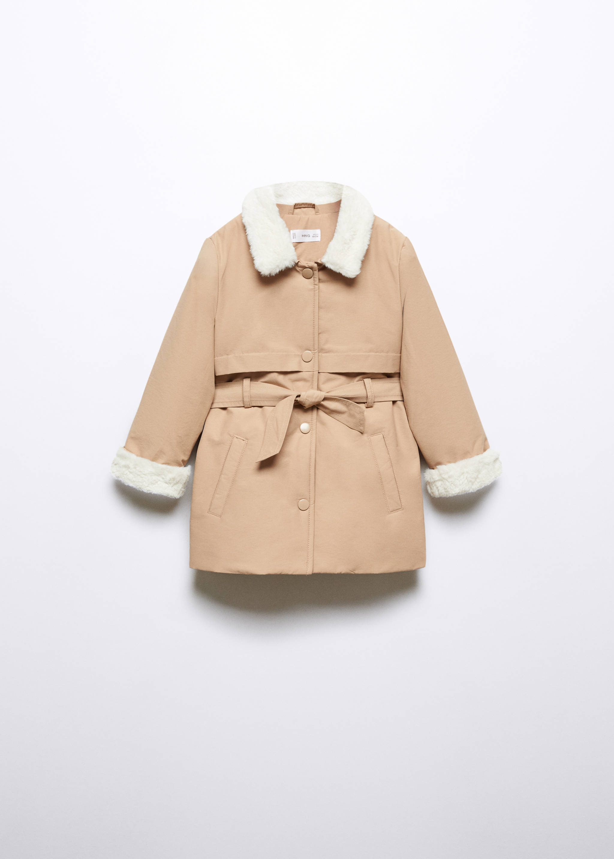 Trench coat with fur-effect collar - Article without model