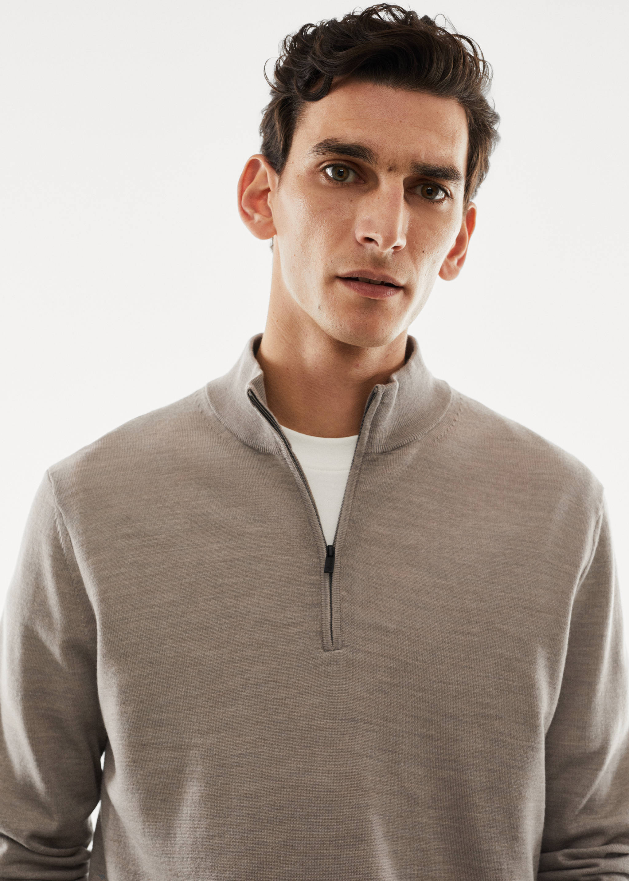 Jersei 100% llana merina coll cremallera - Detall de l'article 1