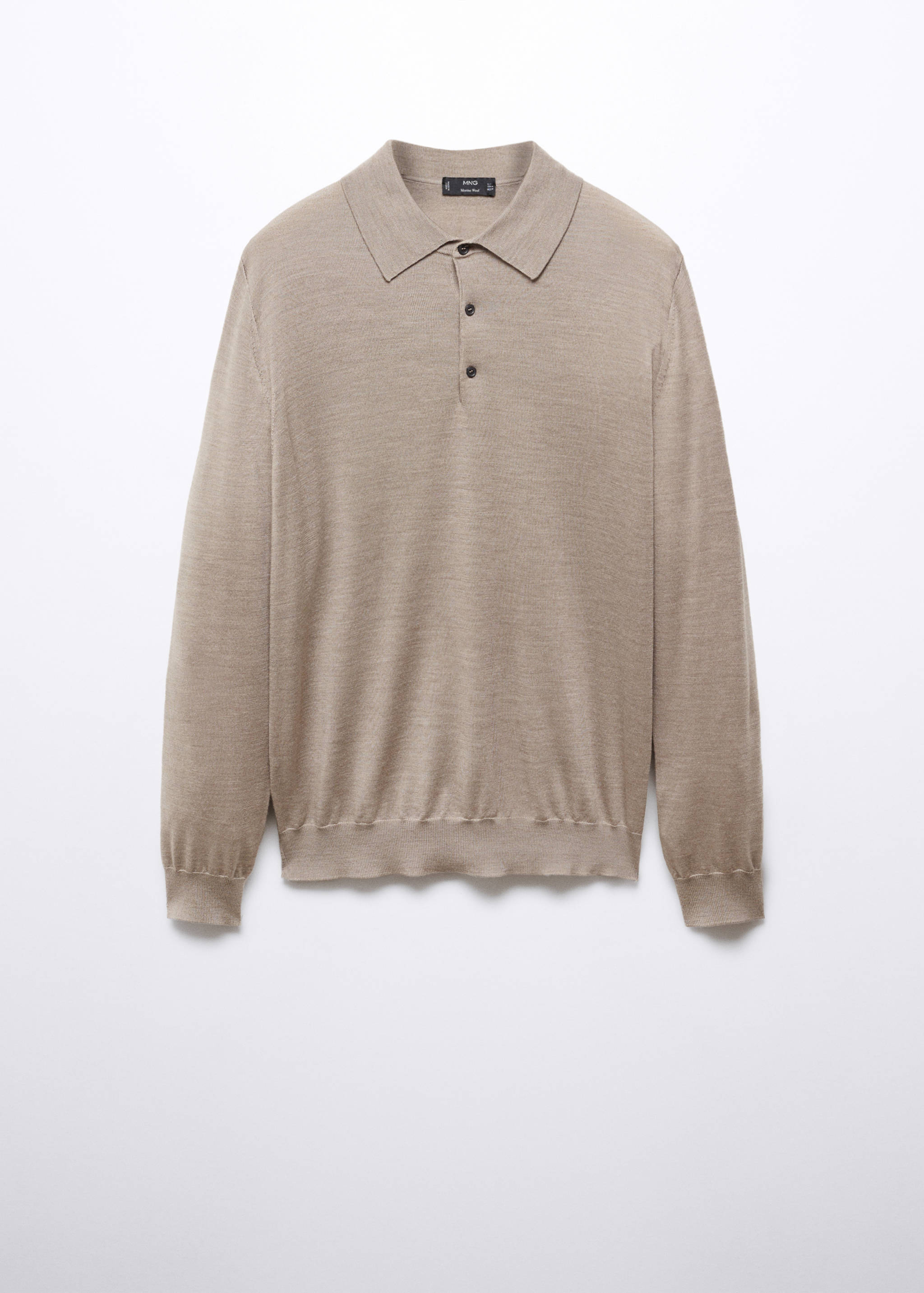 100% merino wool long-sleeved polo shirt - Article without model