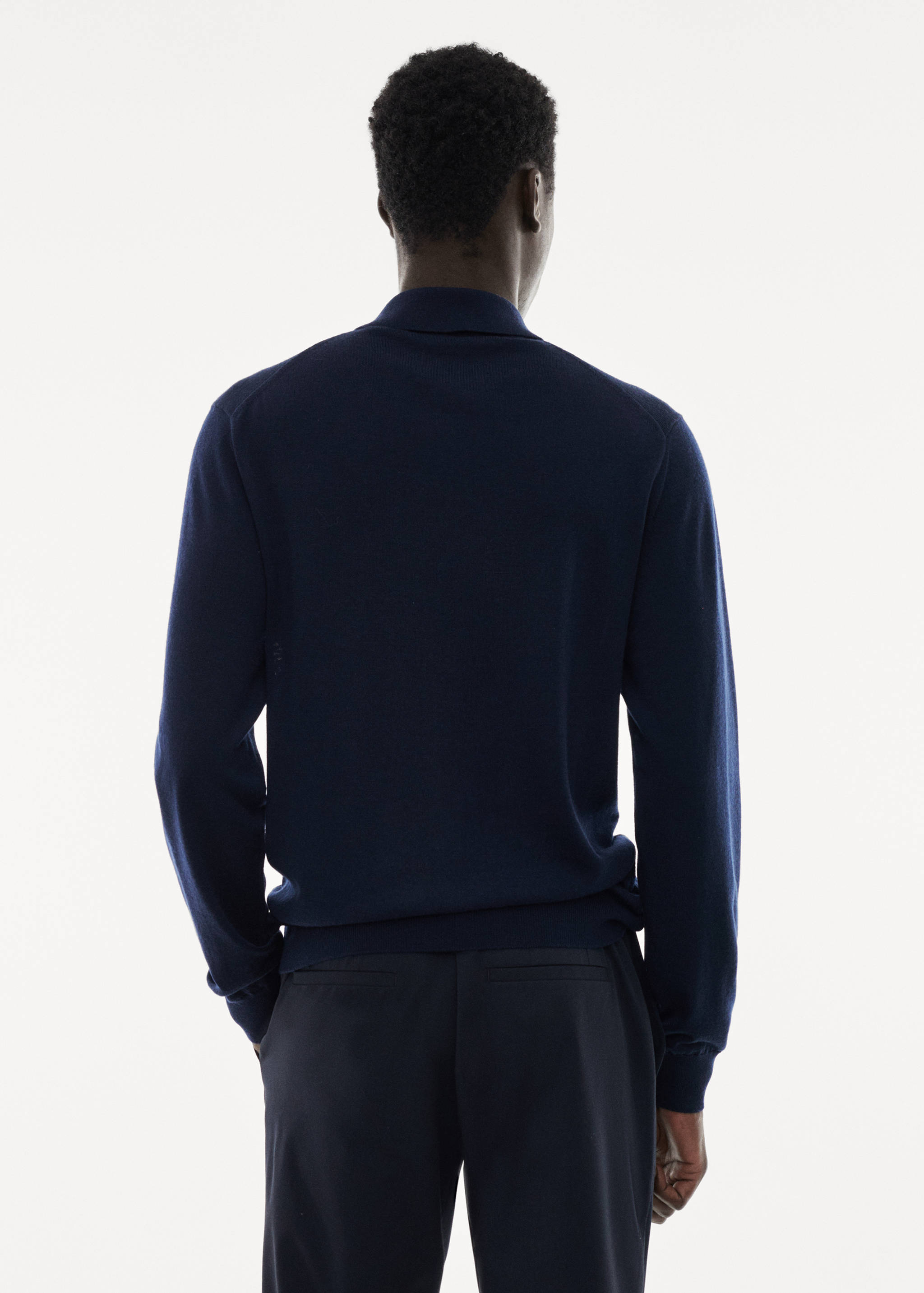 100% merino wool long-sleeved polo shirt - Reverse of the article