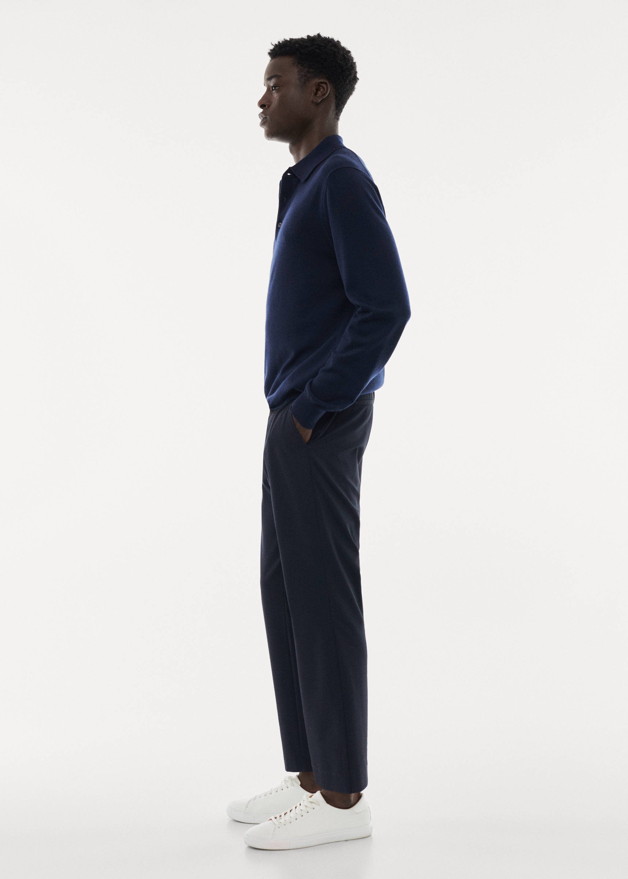 100% merino wool long-sleeved polo shirt - Details of the article 2