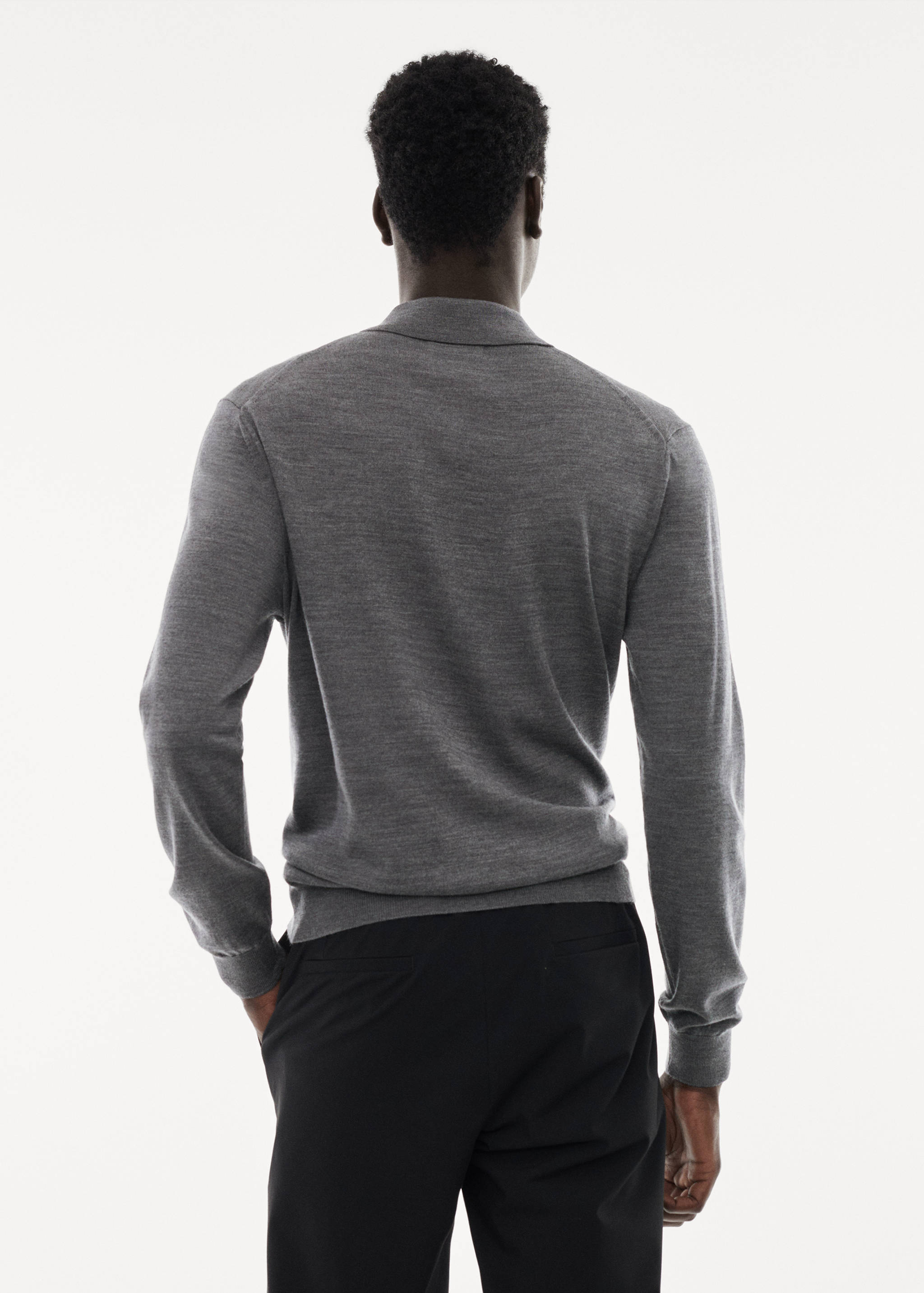 100% merino wool long-sleeved polo shirt - Reverse of the article